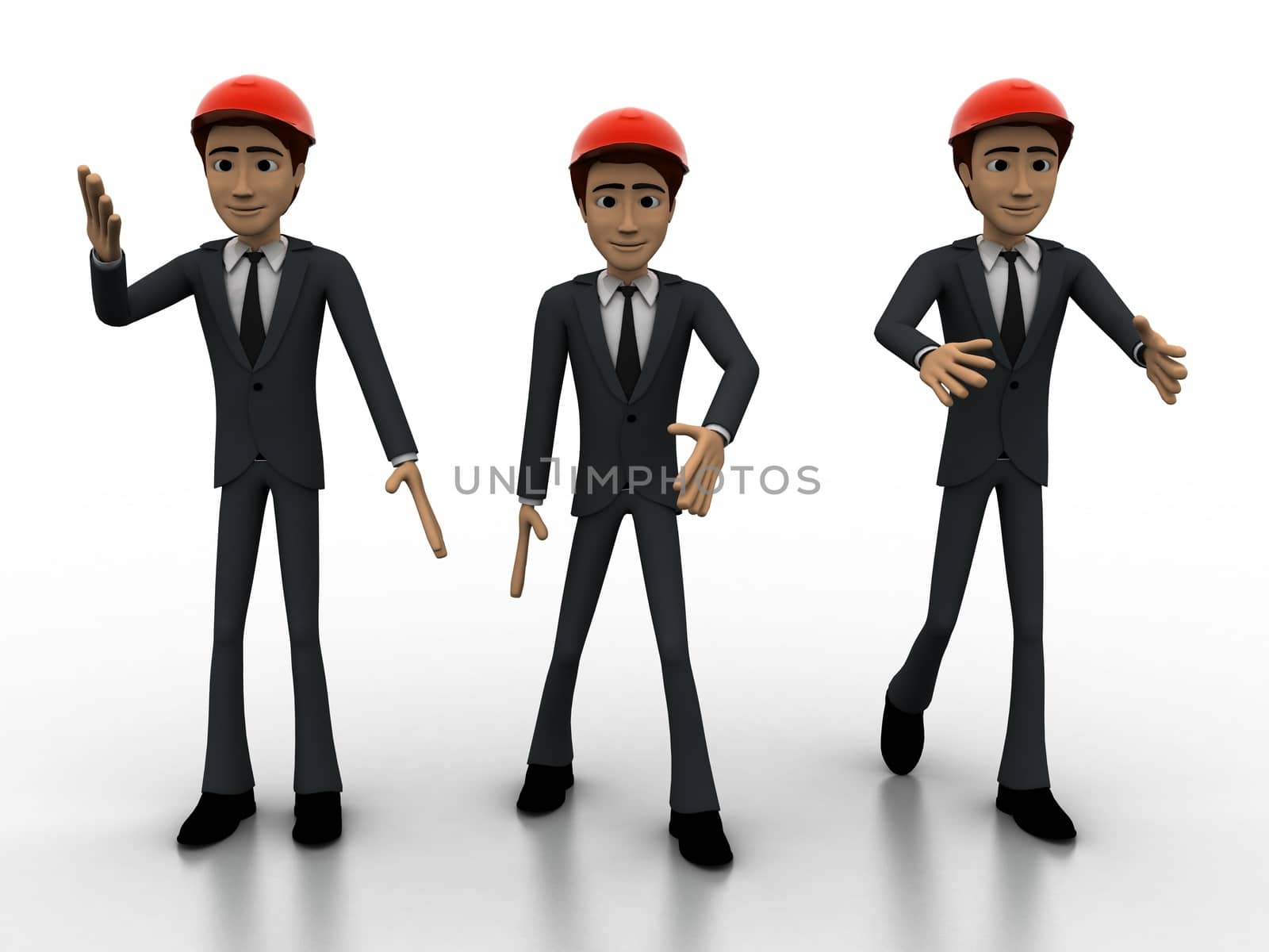 3d men construction engineer  happy and walking concept by touchmenithin@gmail.com