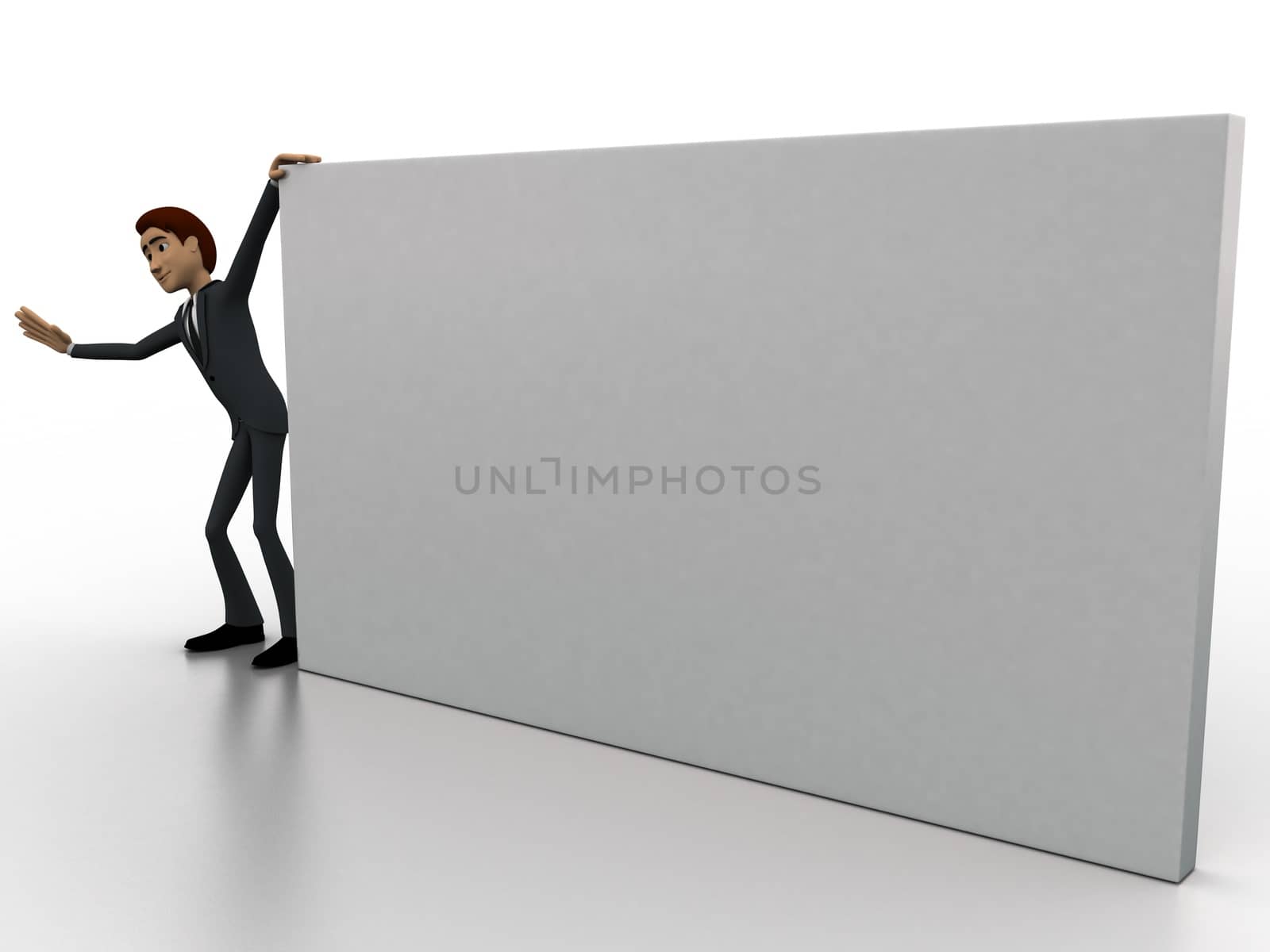 3d man with big banner concept by touchmenithin@gmail.com