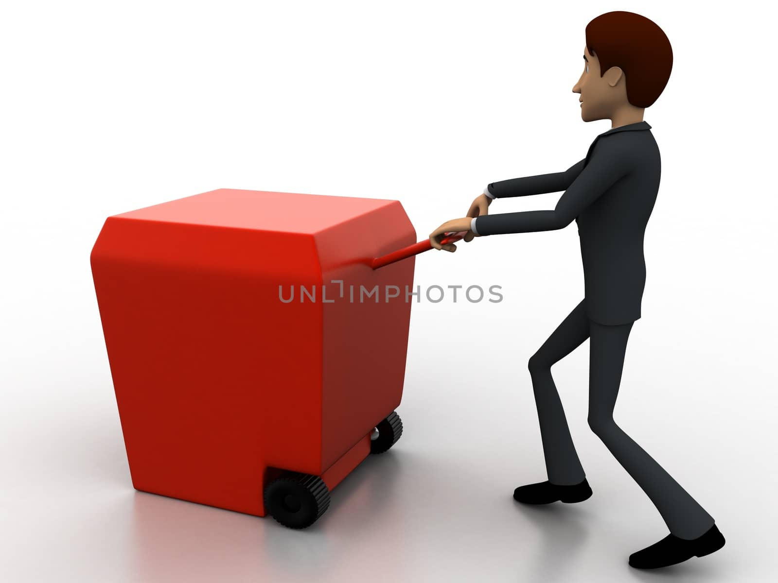 3d man drawing hand car concept on white background, side angle view