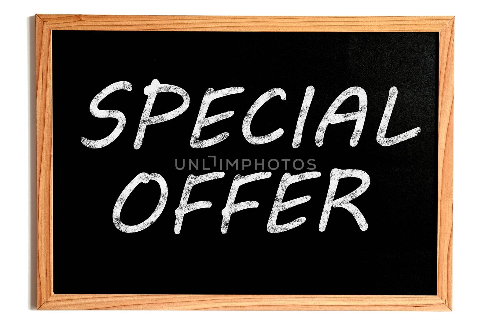 Special Offer Chalk Text on Chalkboard with Wooden Frame on White
