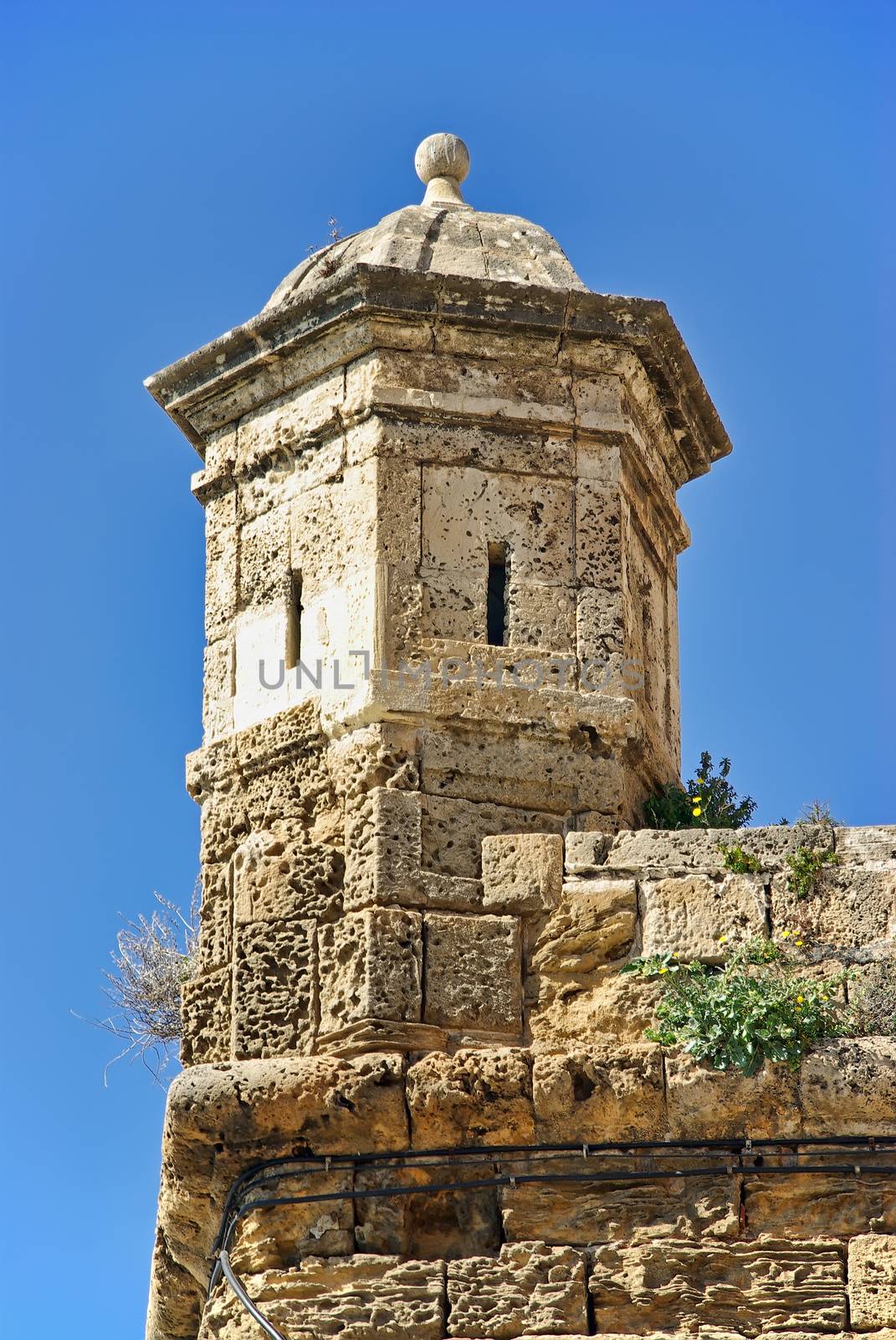 Ancient medieval surveillance tower in Palma de Mallorca (Spain)