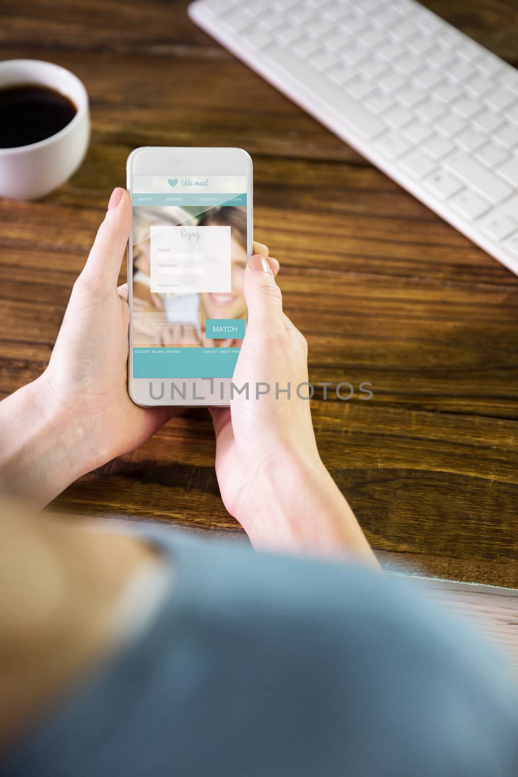 Composite image of woman using smartphone by Wavebreakmedia