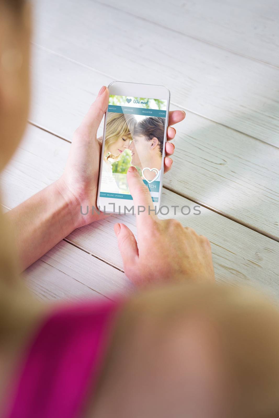 Composite image of woman using smartphone by Wavebreakmedia