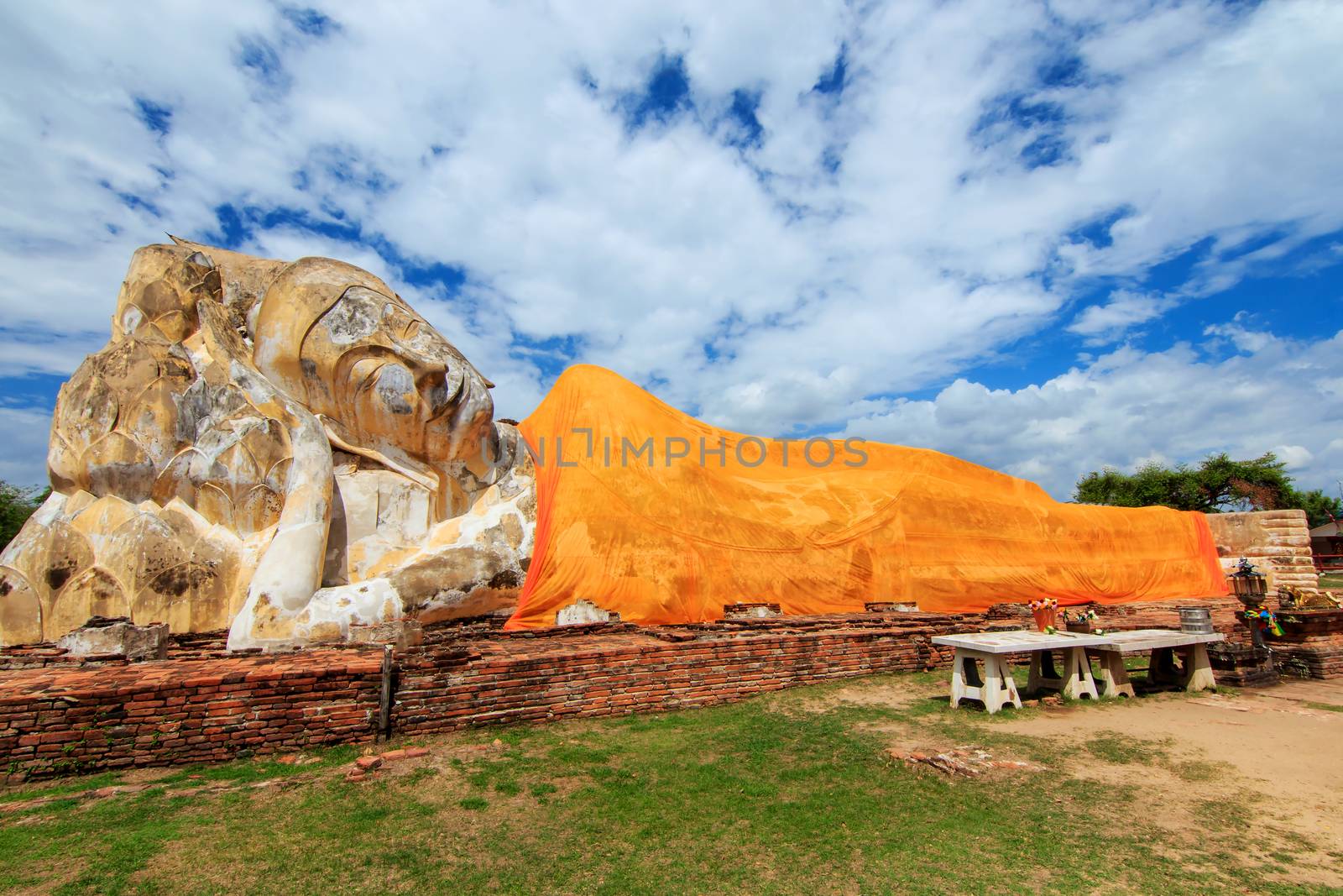 Reclining Buddha at Wat Lokayasutharam temple,Ayutthaya, Thailand
