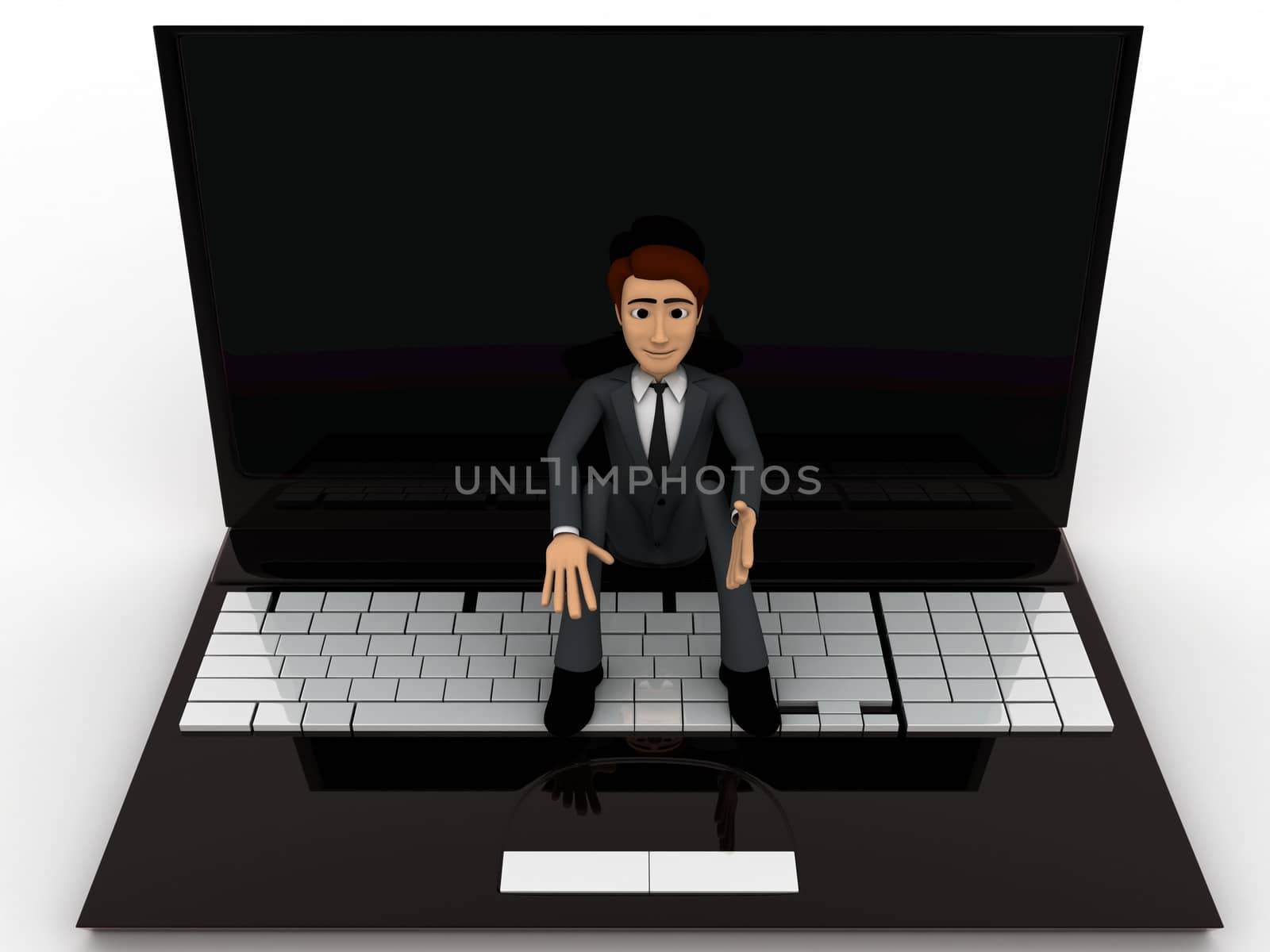 3d man sitting on laptop concept by touchmenithin@gmail.com