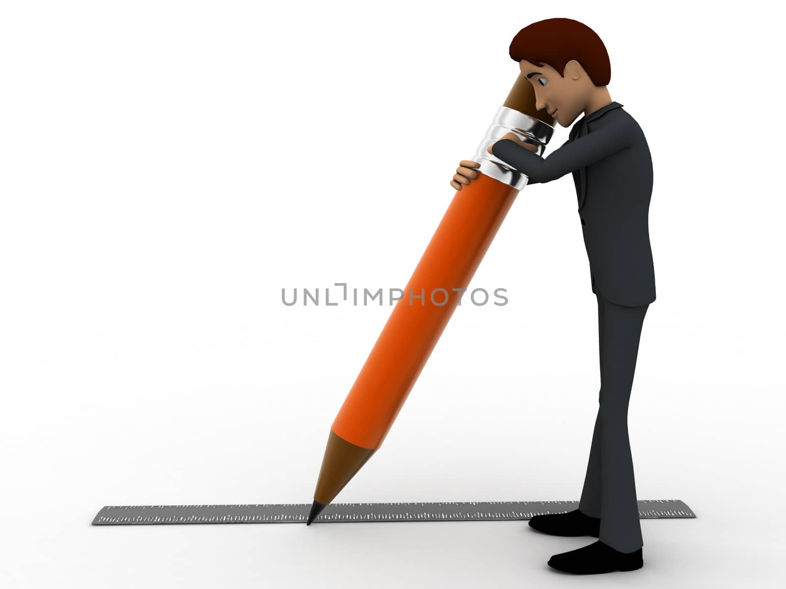 3d man drawing line using pencil concept by touchmenithin@gmail.com