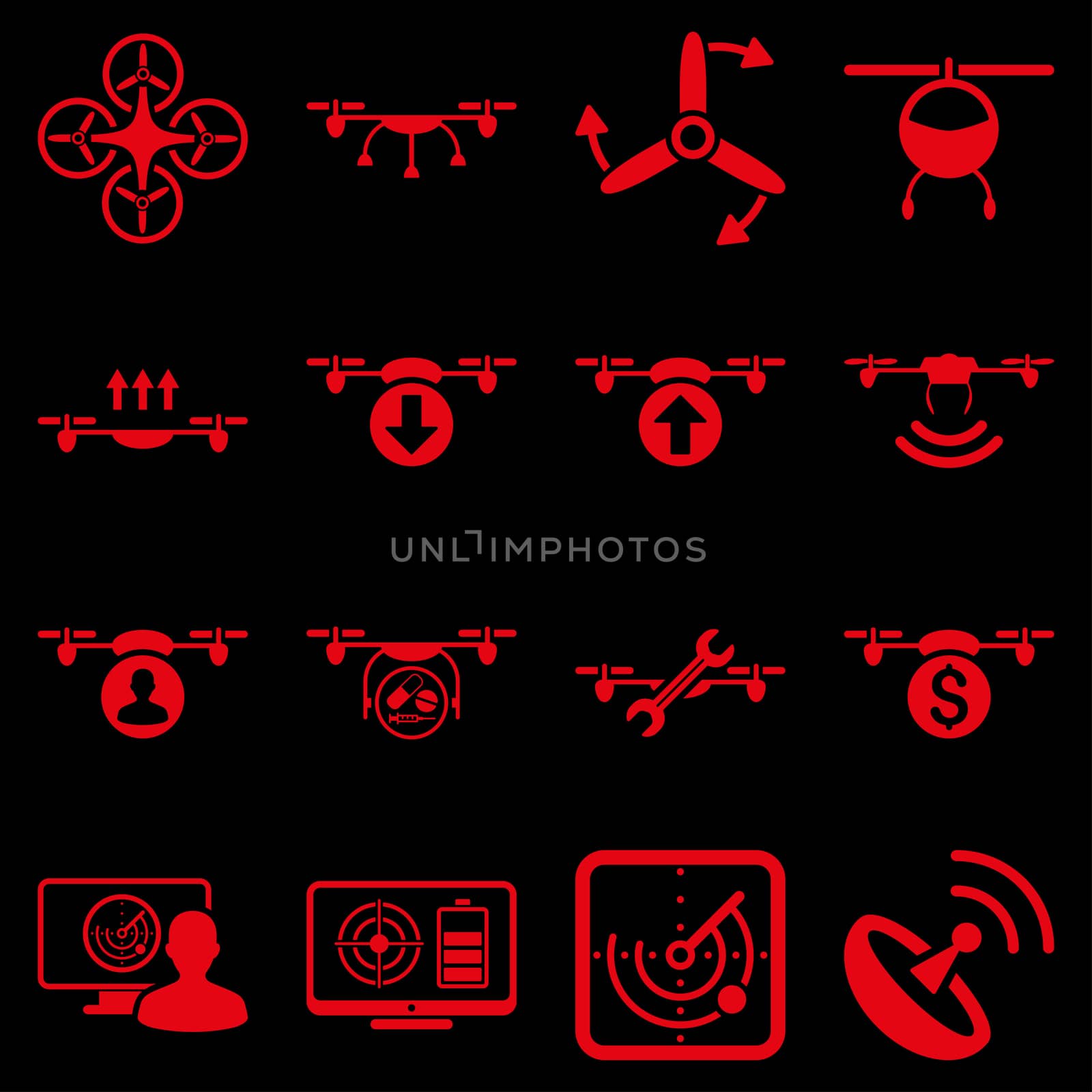 Quadcopter service icon set by ahasoft