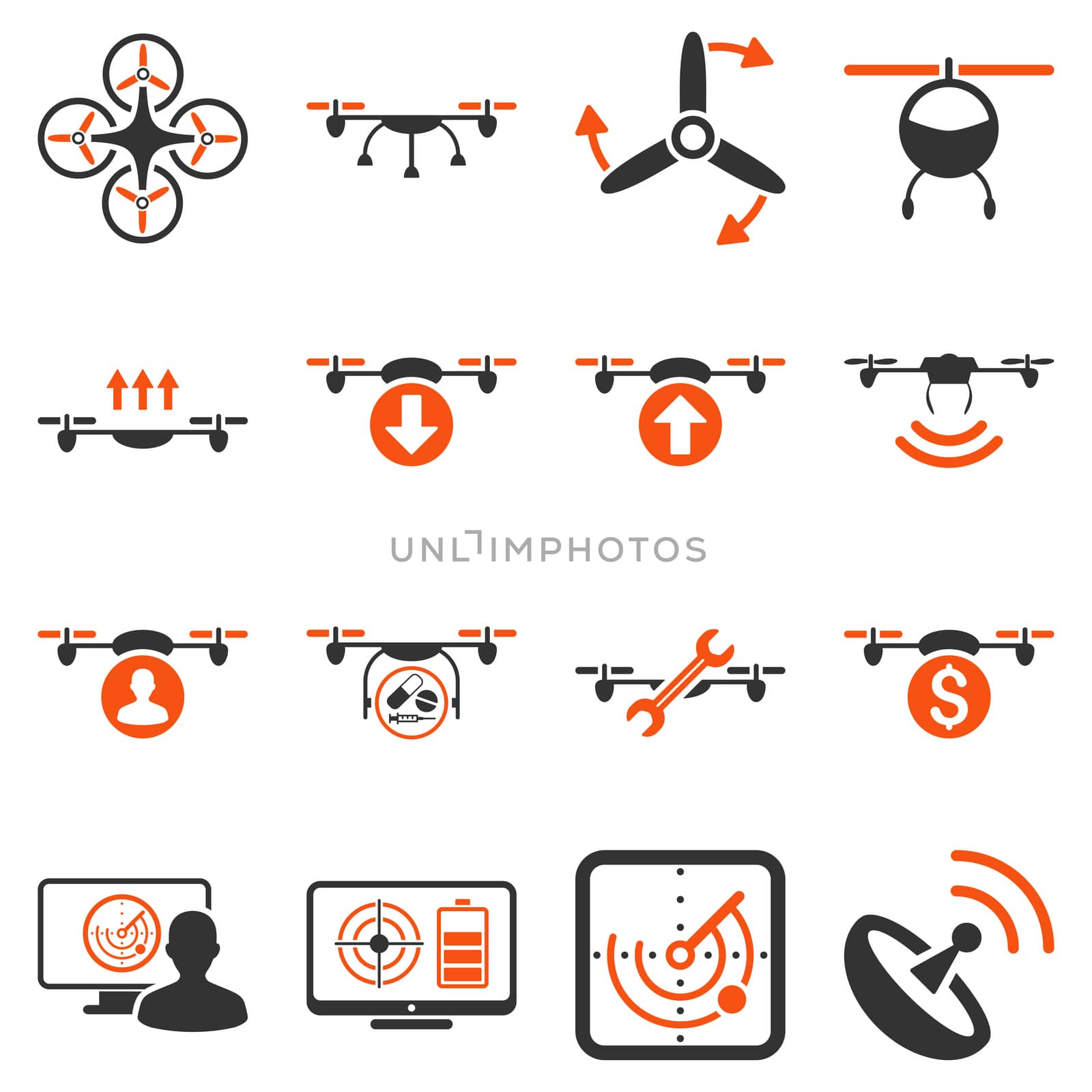 Quadcopter service icon set by ahasoft