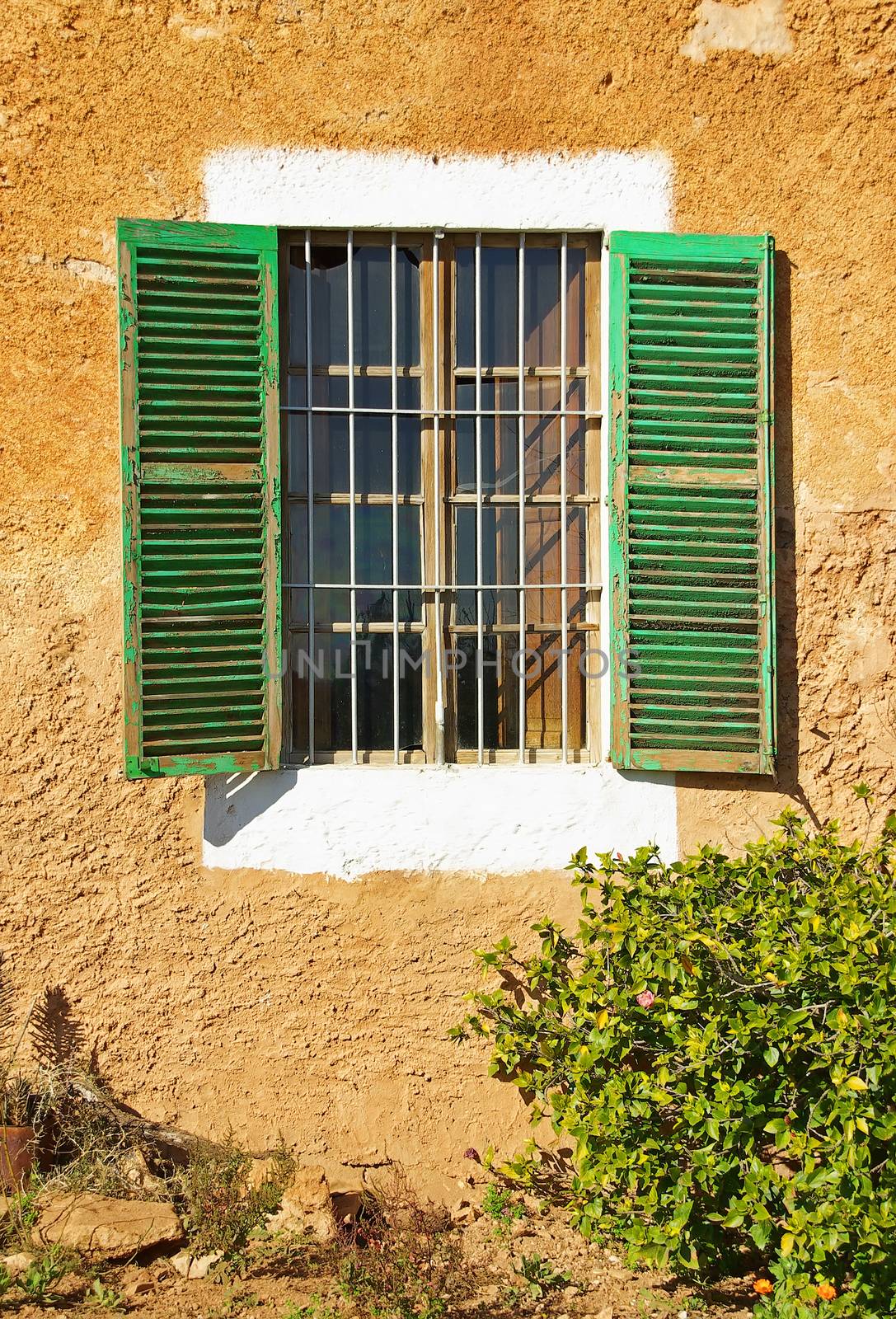 Typical mediterranean window in a country house of Majorca (Spain)
