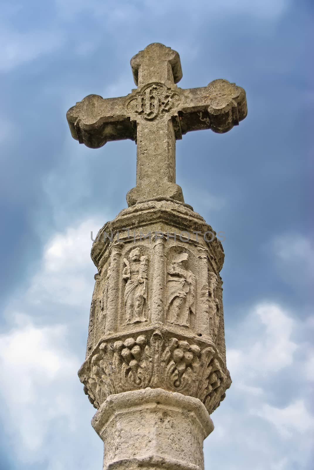 Medieval Cross in Majorca located at the border of some towns