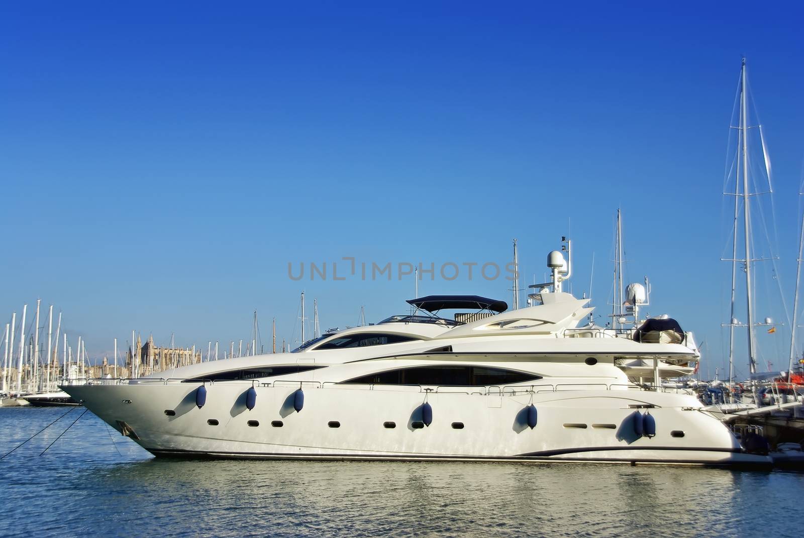 Luxury yacht in the Palma de Mallorca bay