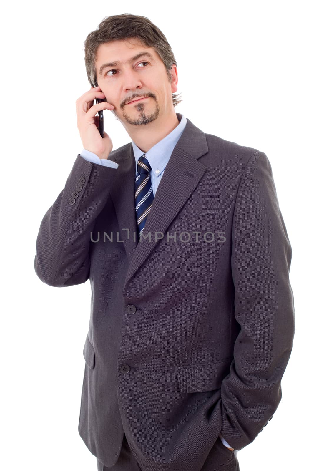 young business man on the phone, isolated