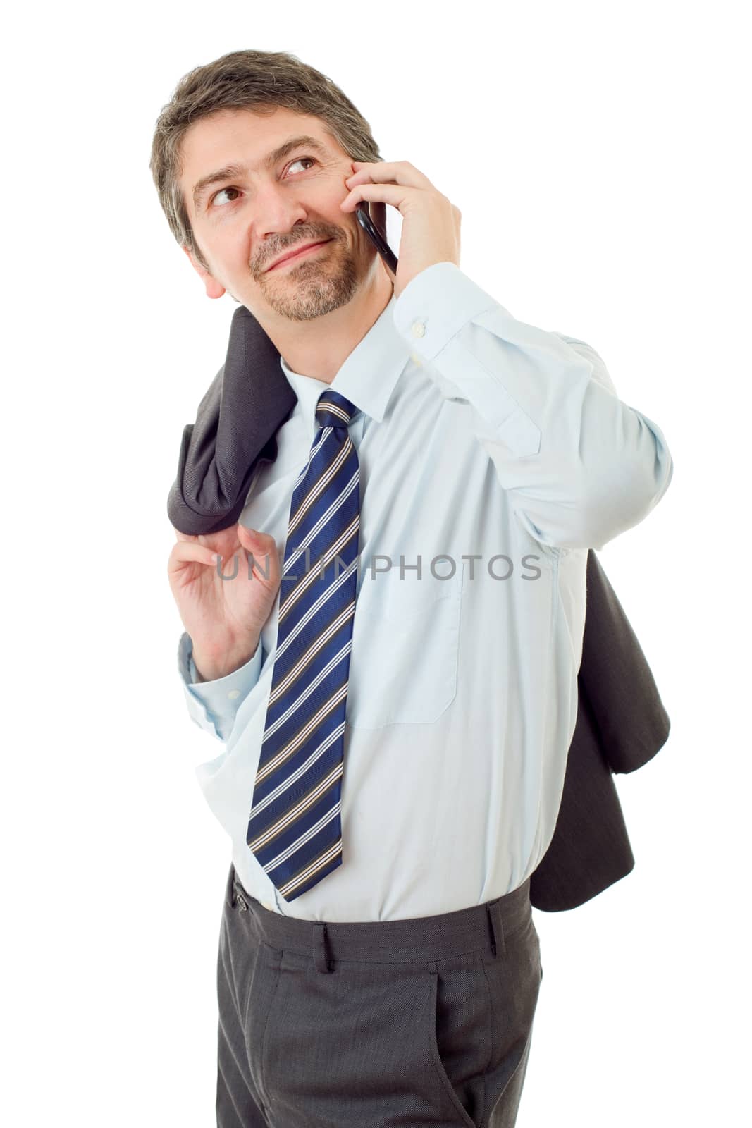 young business man on the phone, isolated