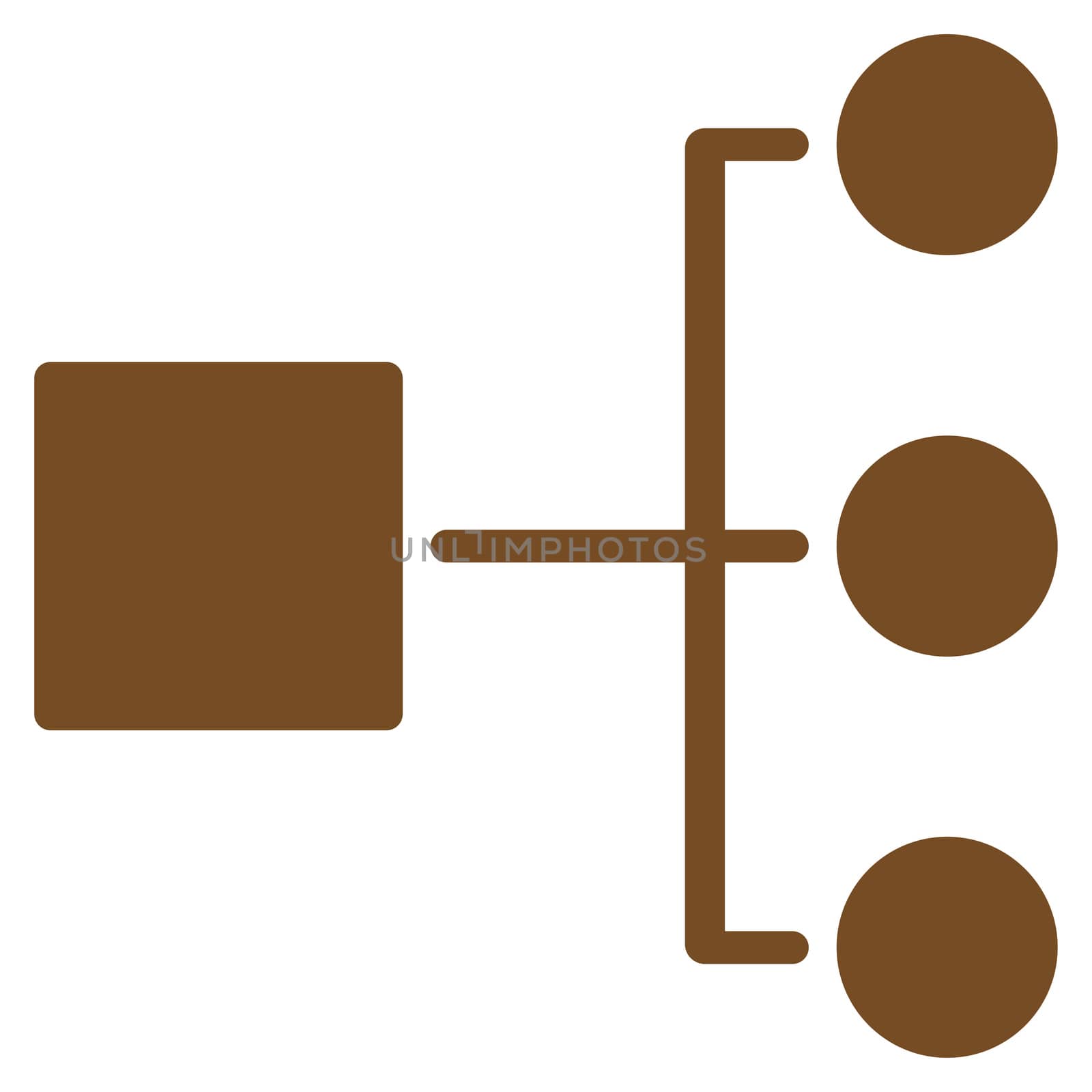 Diagram icon from Commerce Set. Glyph style is flat symbol, brown color, rounded angles, white background.