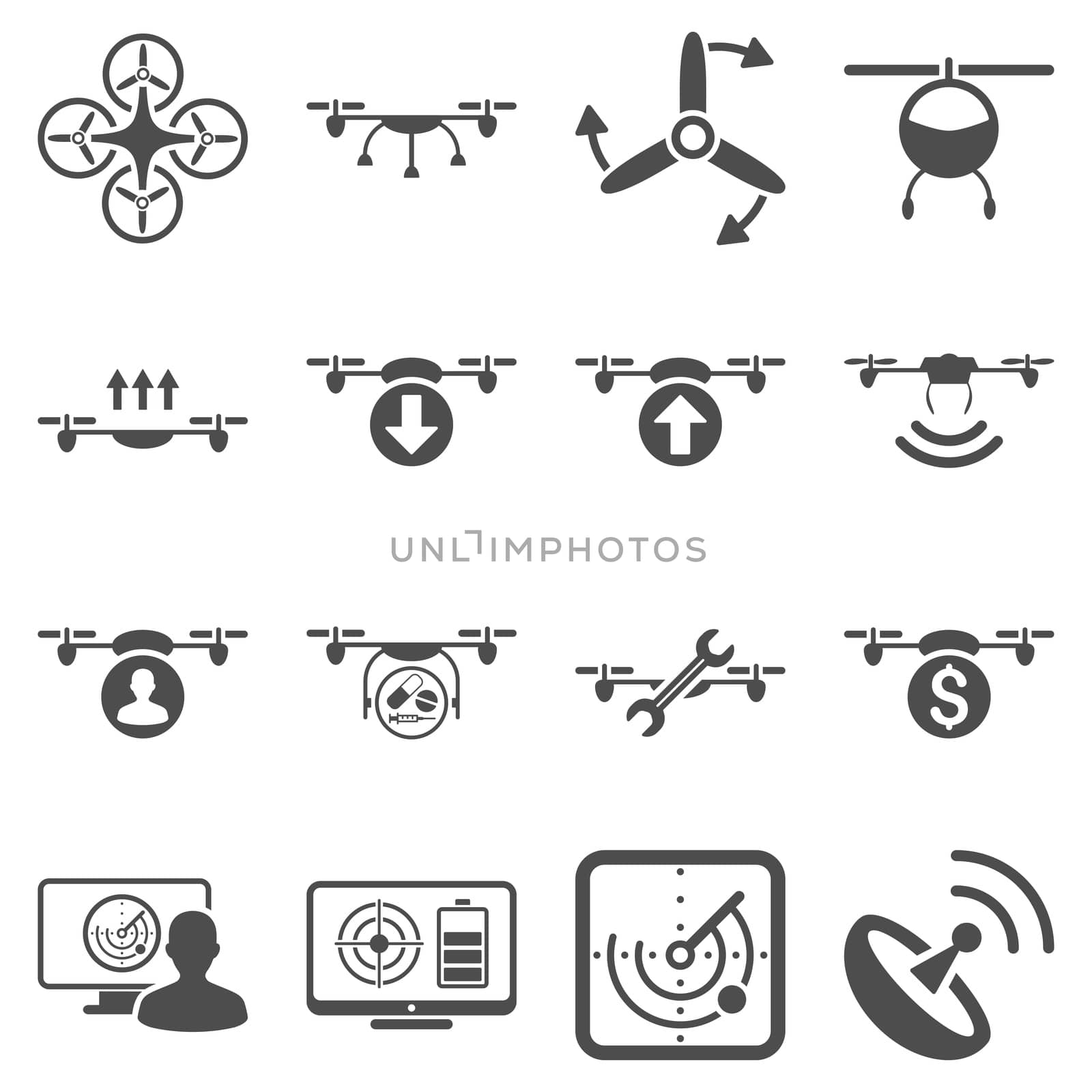 Quadcopter service icon set by ahasoft