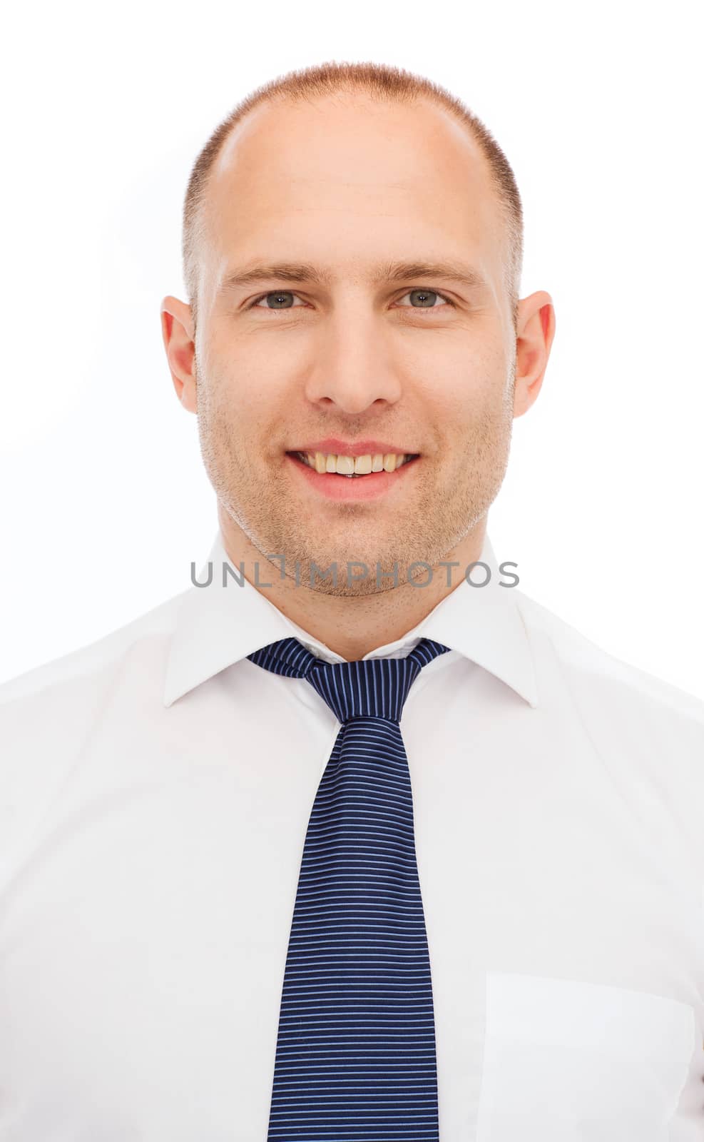 business, education and office concept - portrait of smiling businessman