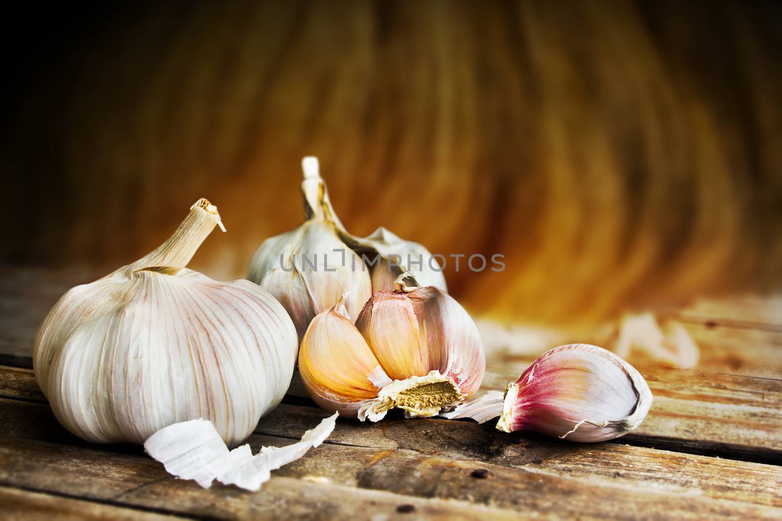 Vintage garlic in still life style