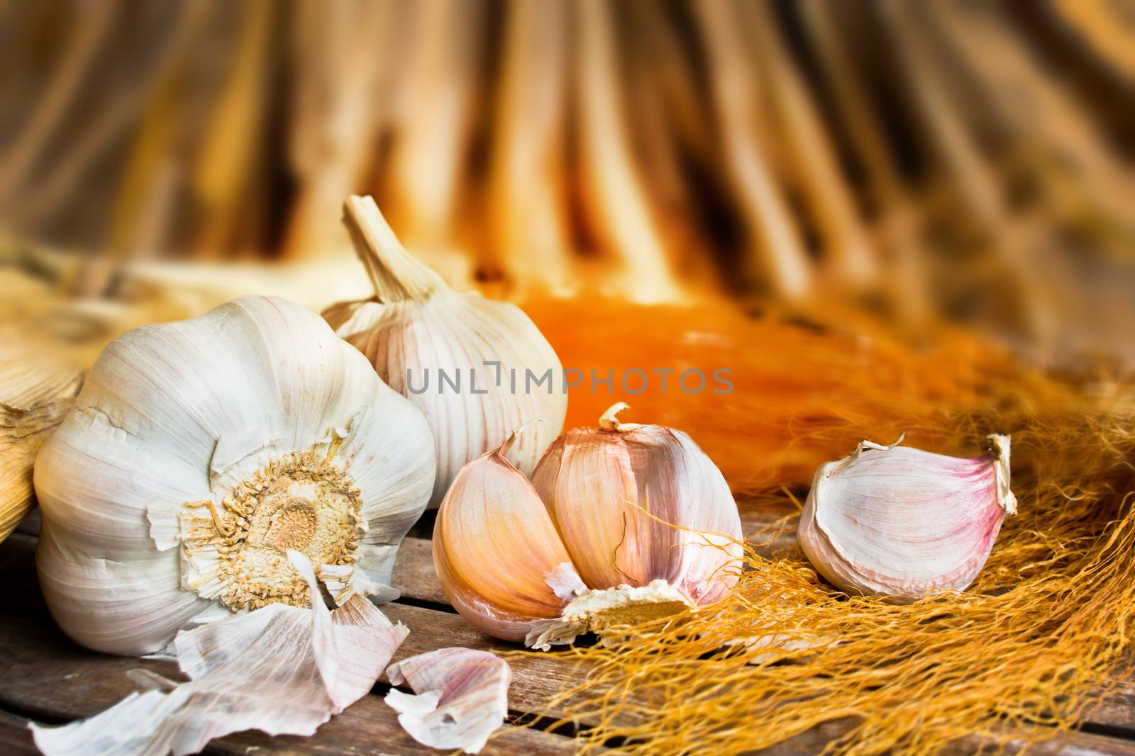 Vintage garlic in still life style