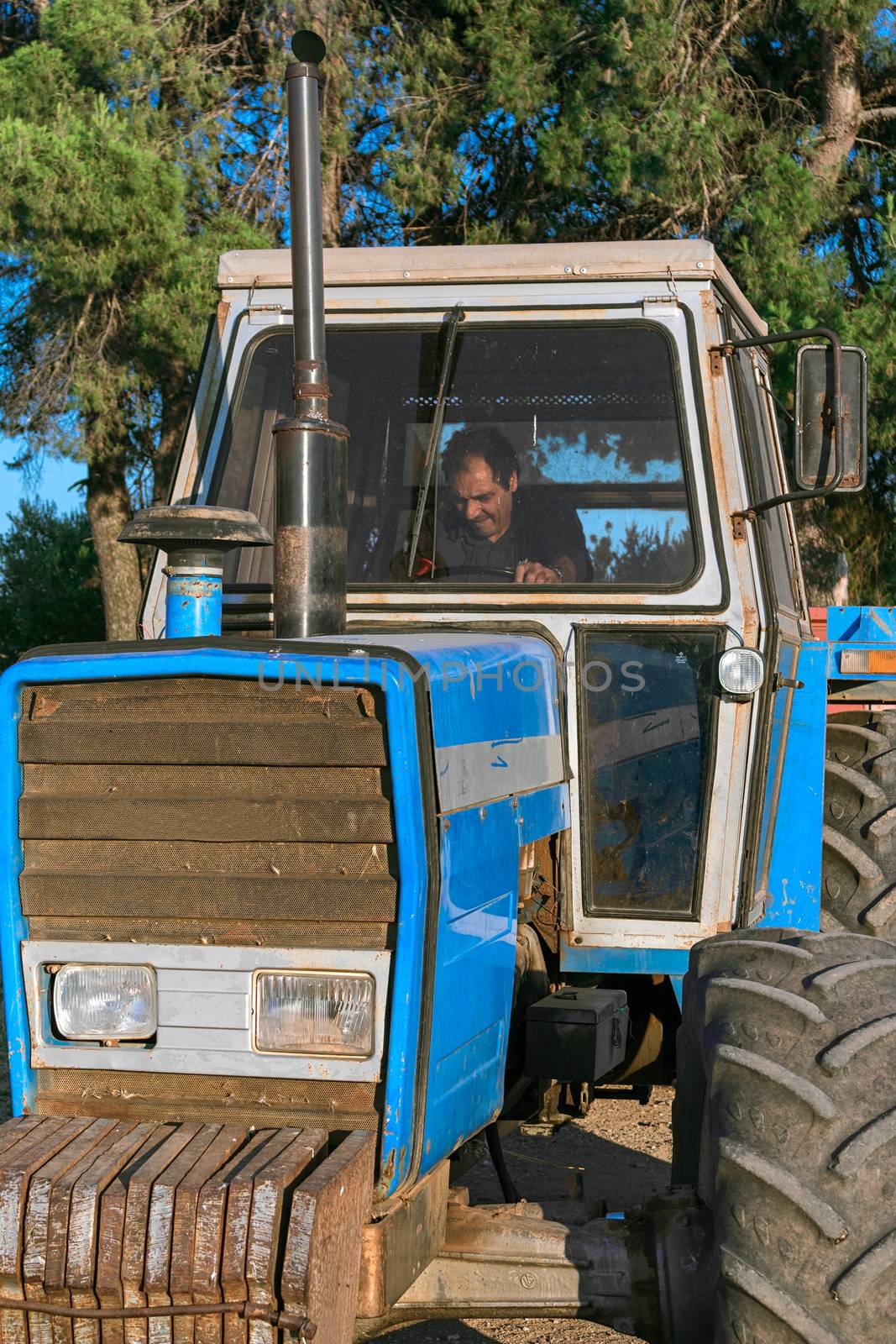 Man driving farm tractor by EnzoArt
