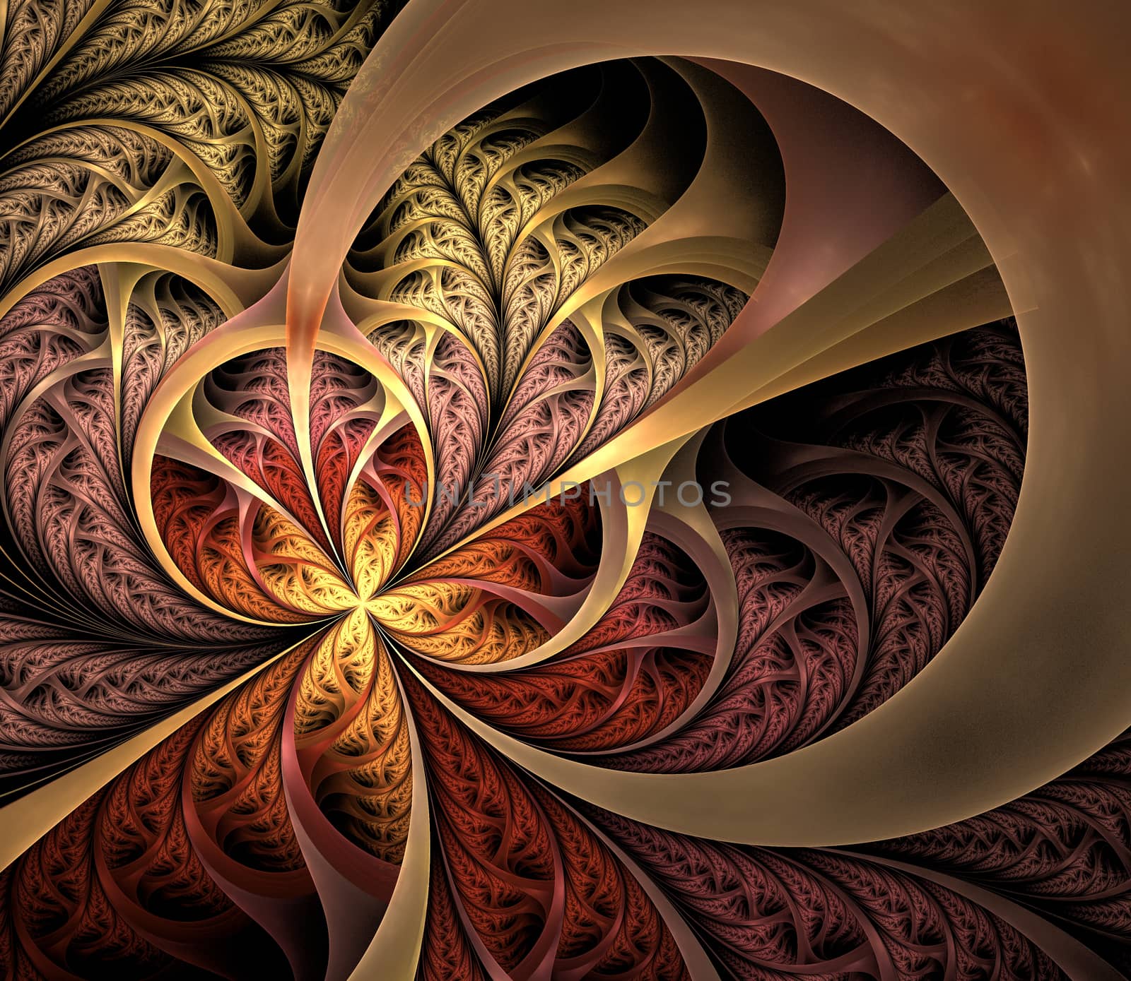 autumn curles, fractal. Computer generated fractal artwork for design.