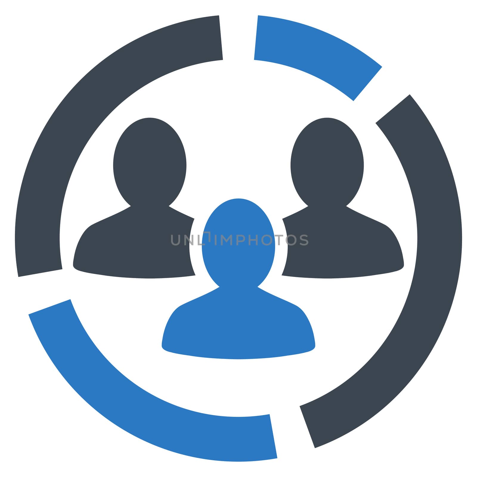 Demography diagram icon. Glyph style is bicolor flat symbol, smooth blue colors, rounded angles, white background.