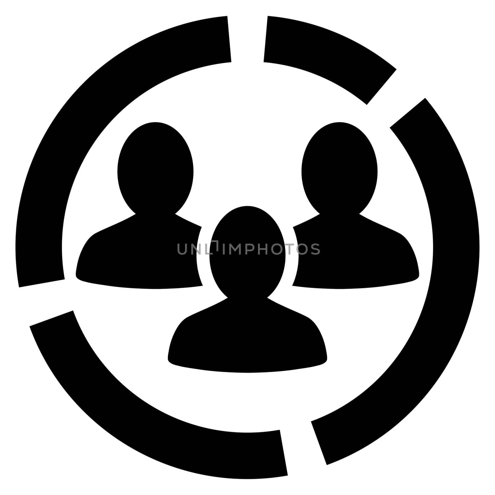 Demography diagram icon. Glyph style is flat symbol, black color, rounded angles, white background.