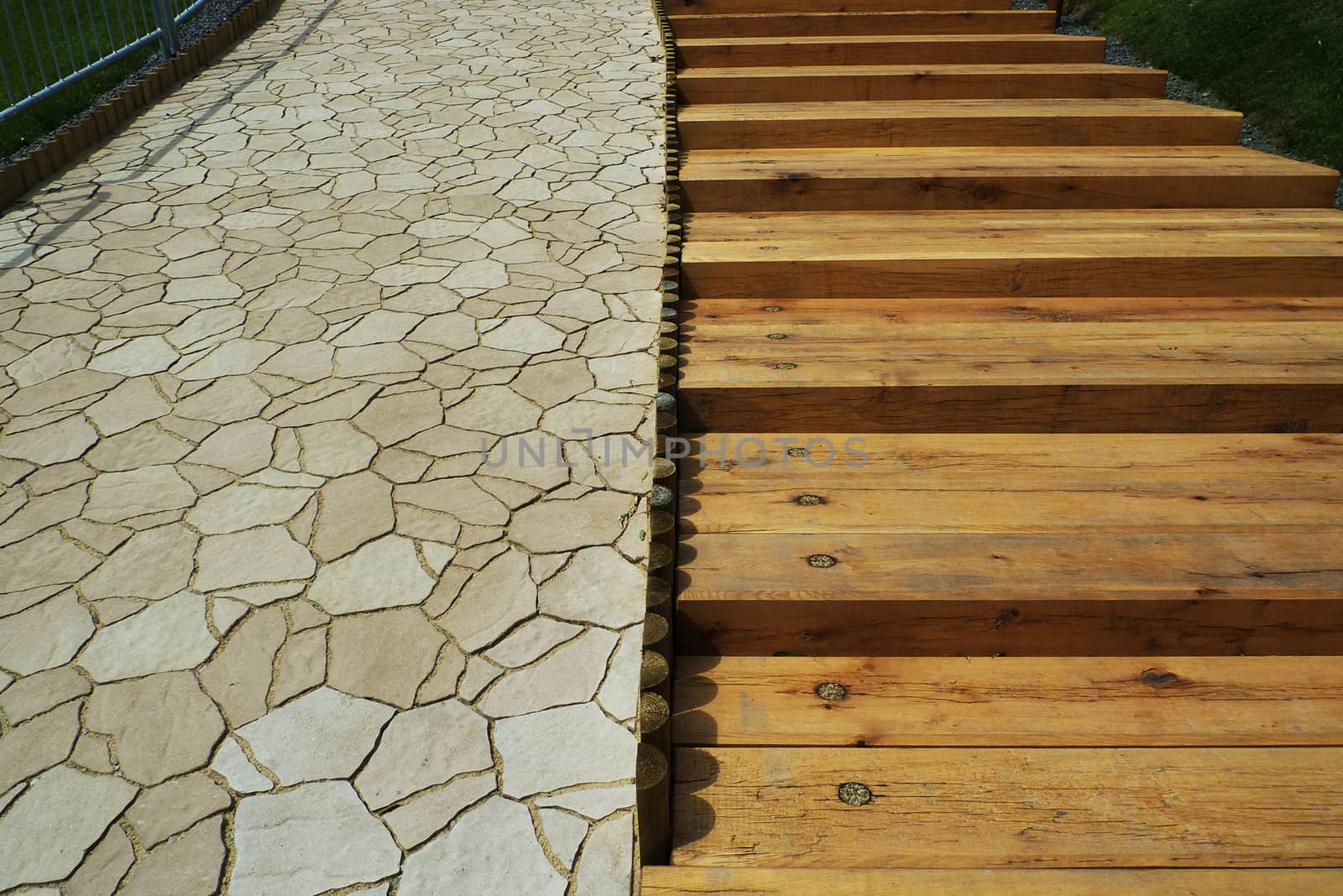 Stairs on swimming pool in nature