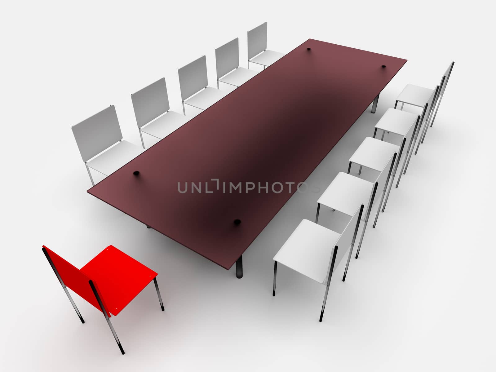 Chairs and table. Leadership concept by alexkalina