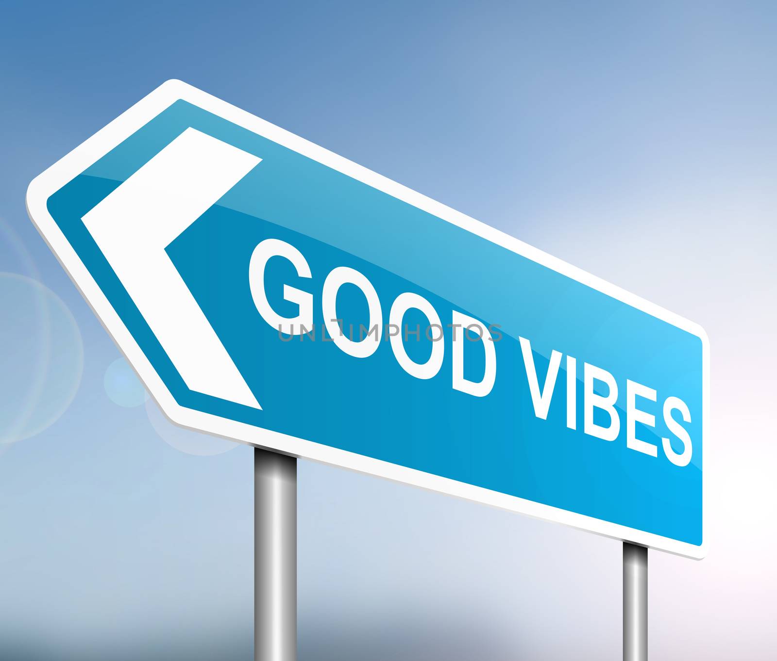 Illustration depicting a sign with a good vibes concept.