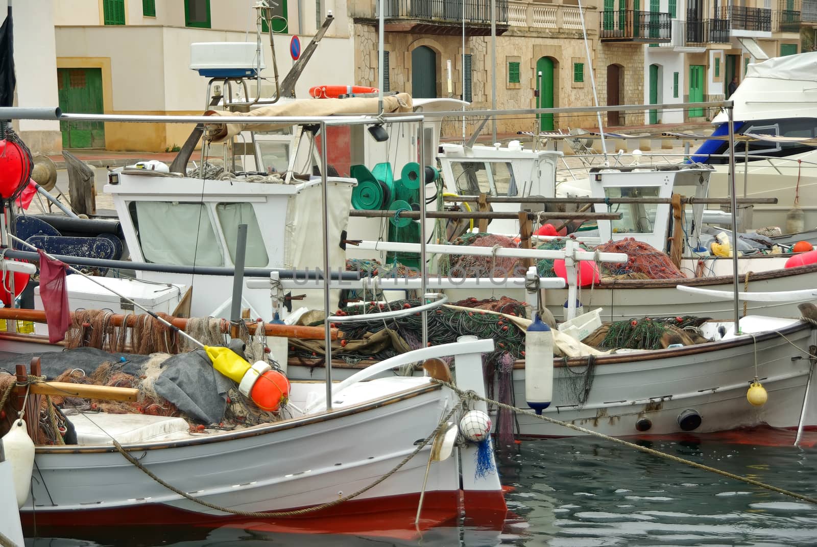Typical mediterranean fisher boats in Porto Colom (Spain)