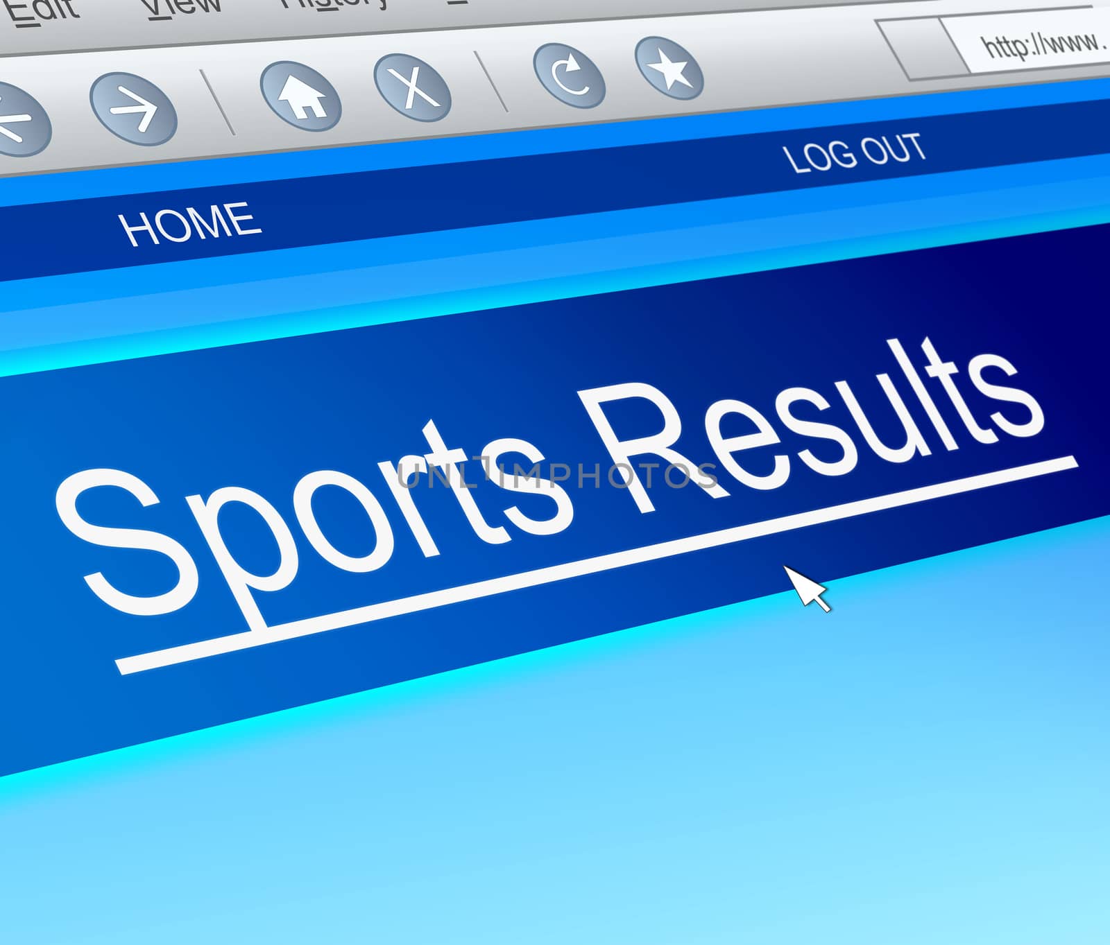 Illustration depicting a computer screen capture with a sports results concept.