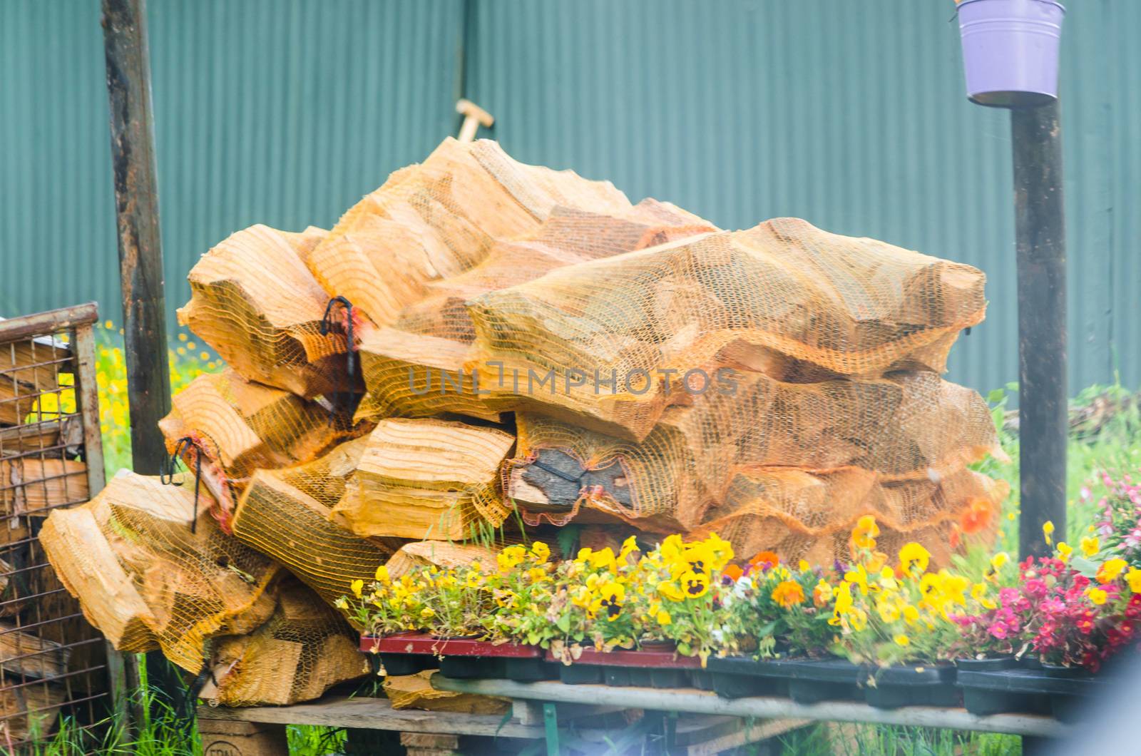 Stack of chopped Fireplace Firewood for the burning in a fireplace.