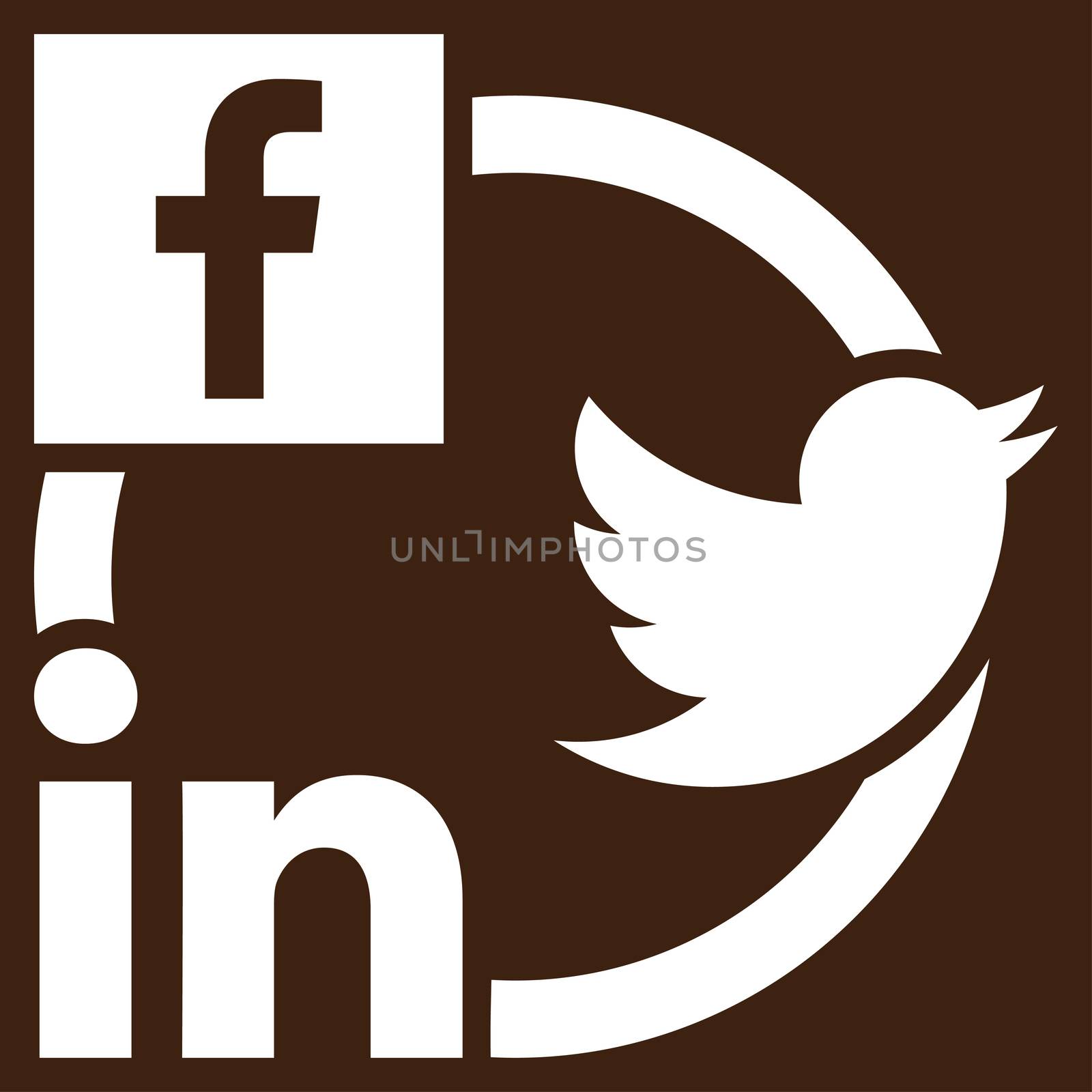 Social Networks Icon. This flat glyph symbol uses white color, and isolated on a brown background.