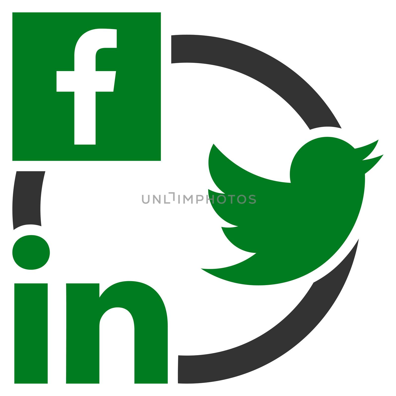 Social Networks Icon. This flat glyph symbol uses green and gray colors, and isolated on a white background.