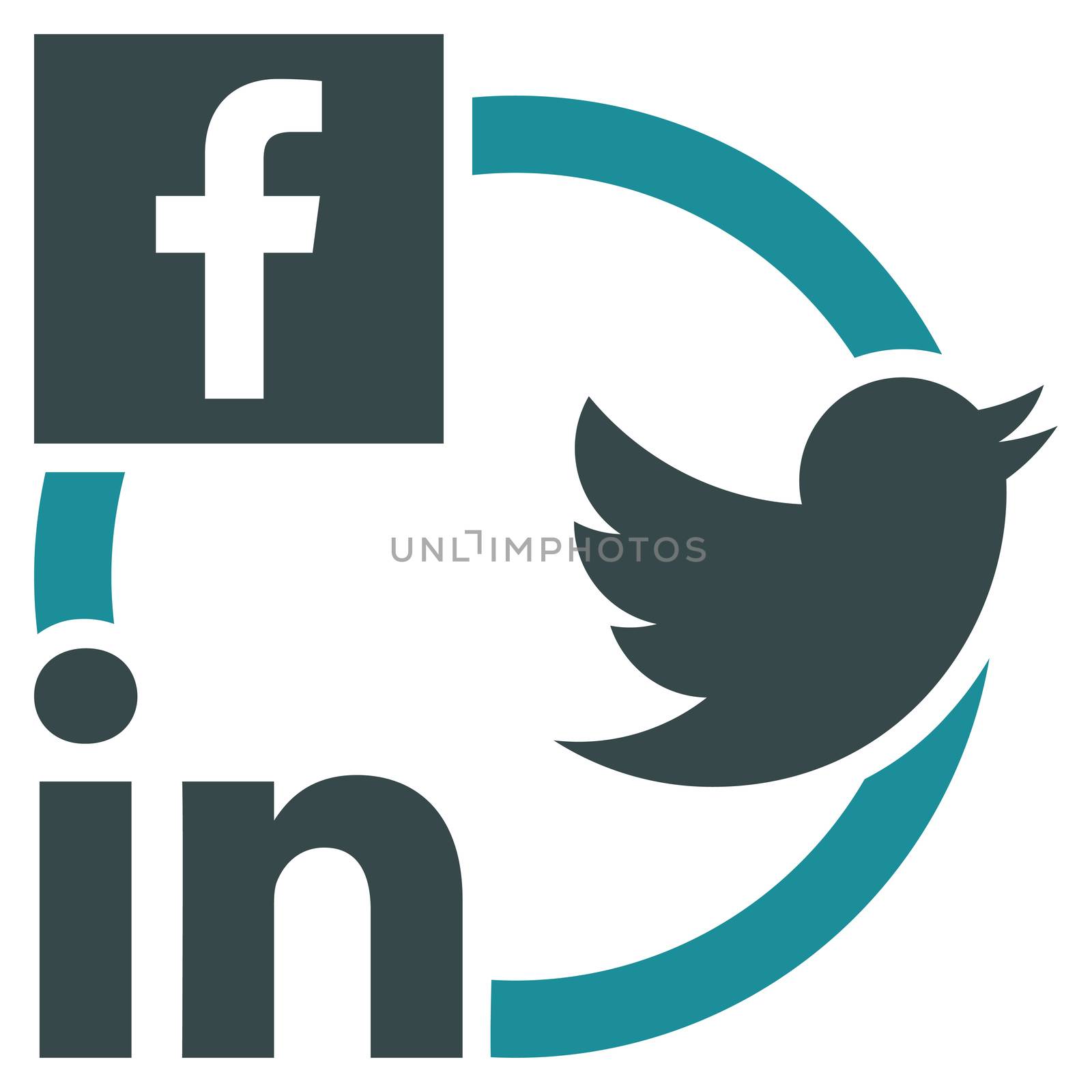 Social Networks Icon. This flat glyph symbol uses soft blue colors, and isolated on a white background.
