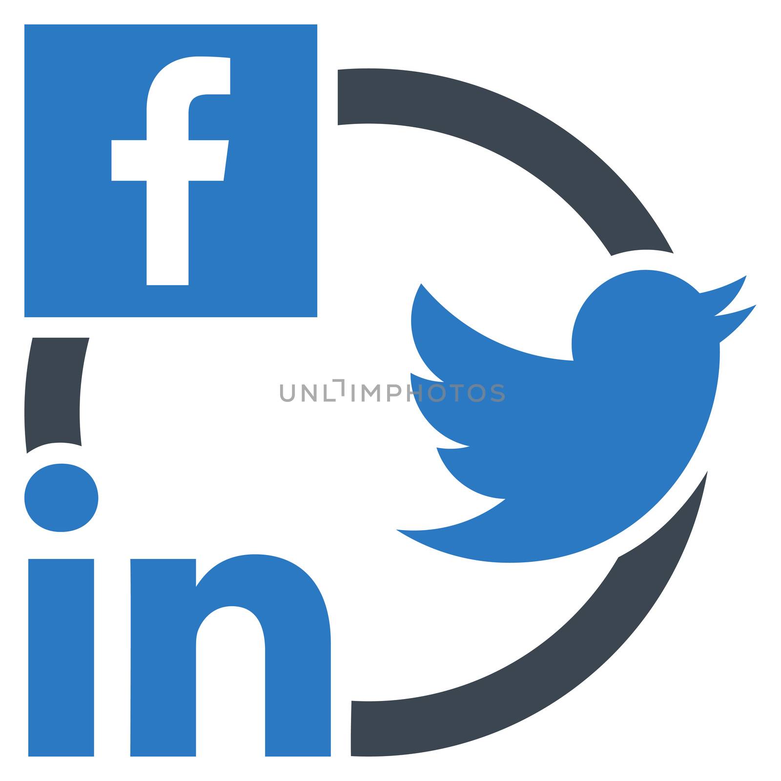 Social Networks Icon. This flat glyph symbol uses smooth blue colors, and isolated on a white background.
