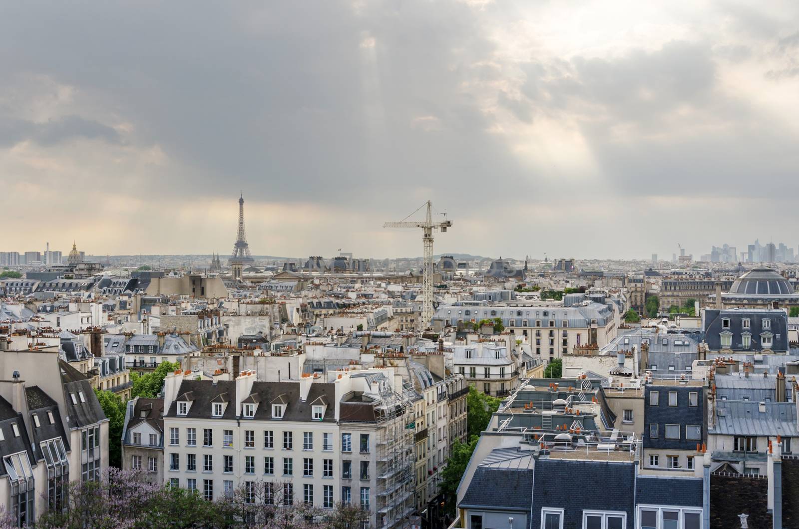 Paris Skyline and Eiffel Tower at sunset in Paris by siraanamwong