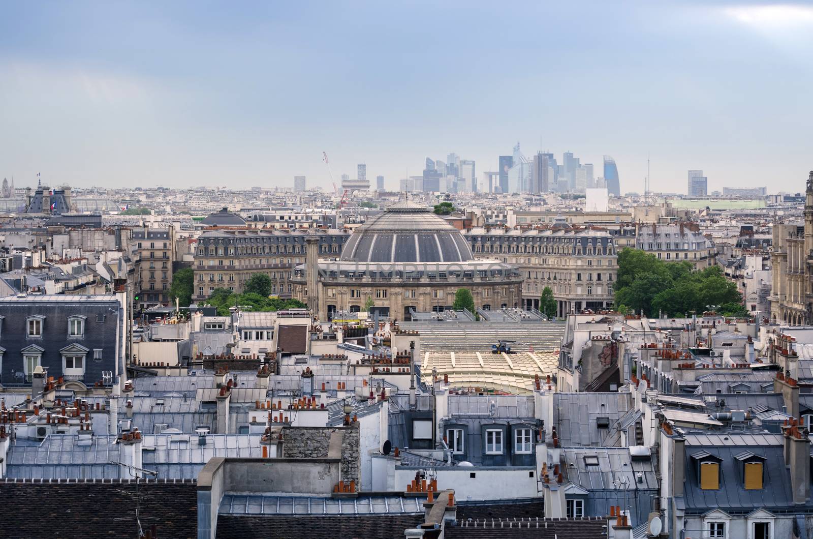 Jardin Nelson Mandela Covered Market with Paris Skyline. View form Pompidou Center