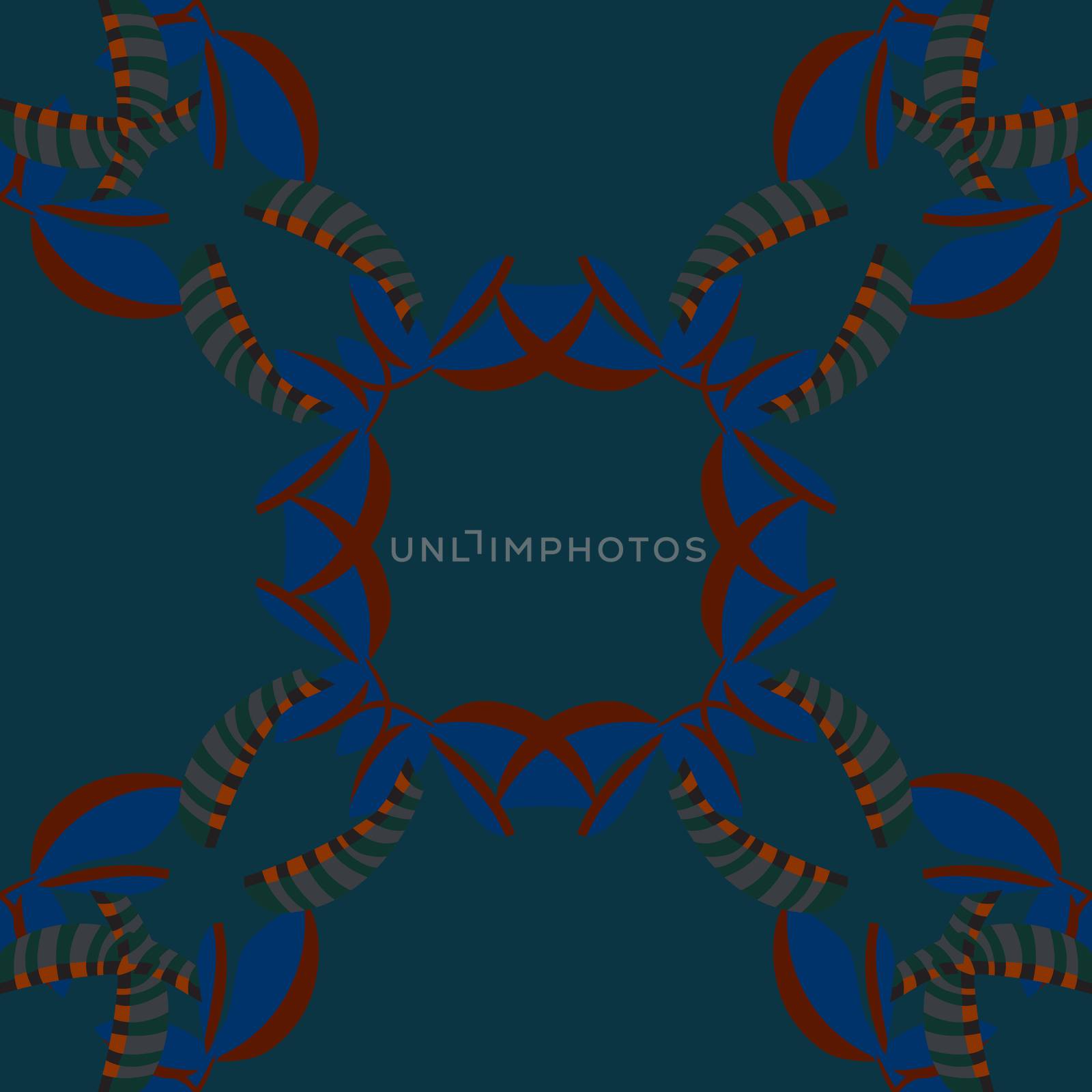 Repeating blue background pattern of abstract seashells