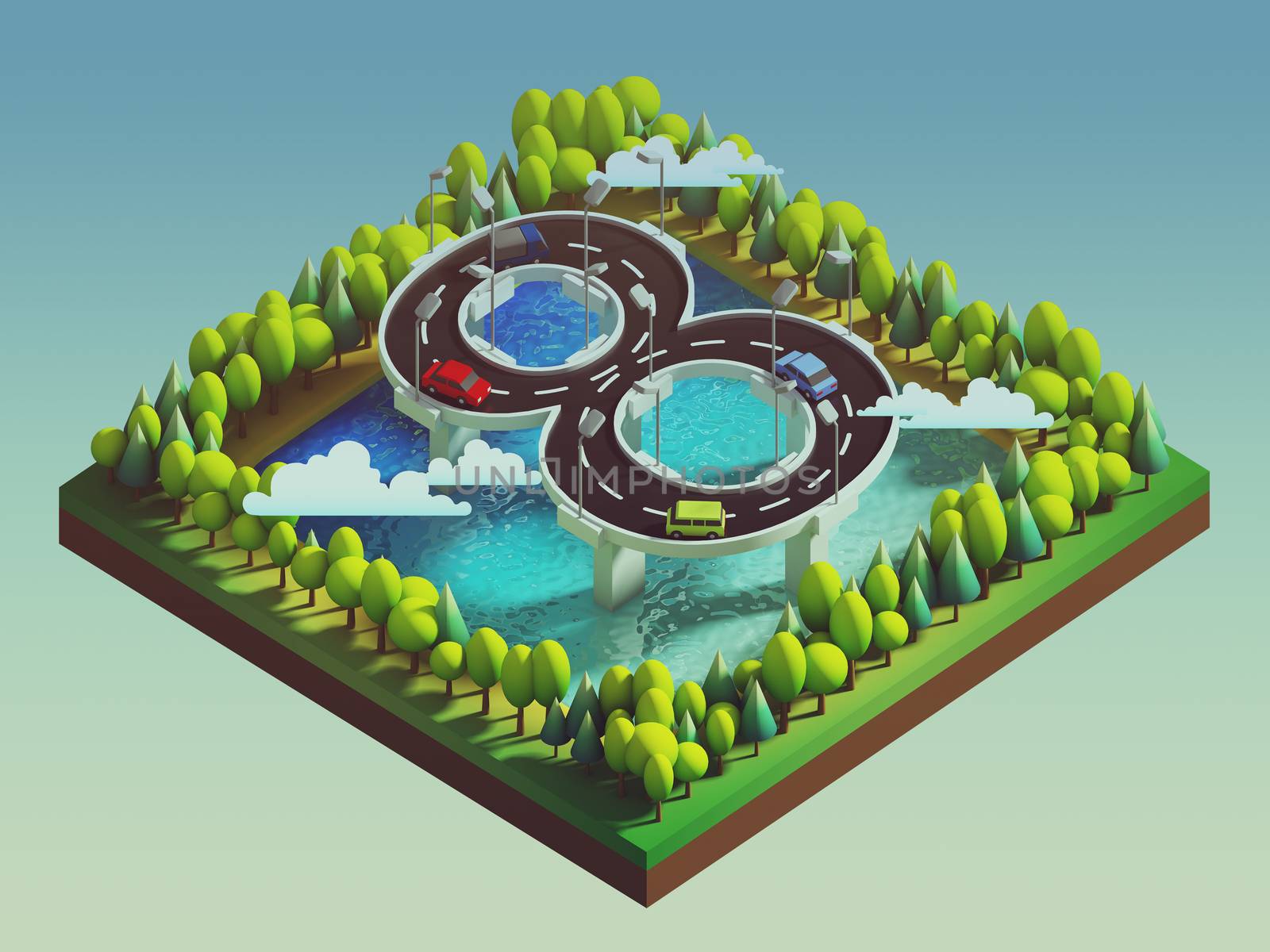 Isometric island transportation, road is number eight