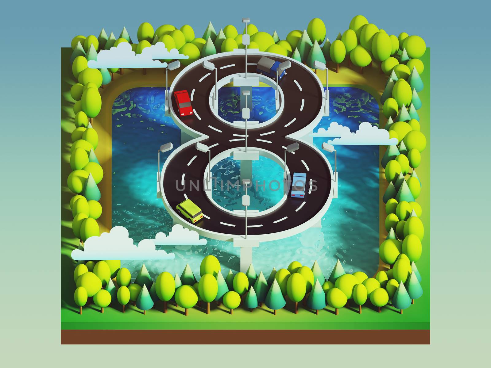 Isometric island transportation, road is number eight