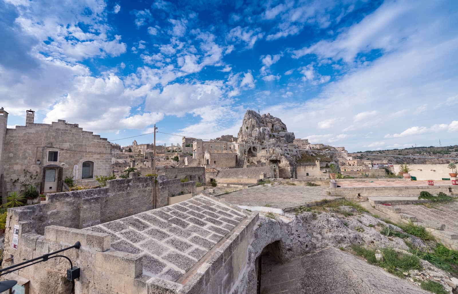 Ancient town of Matera (Sassi di Matera) on a beautiful summer day, Basilicata, southern Italy.