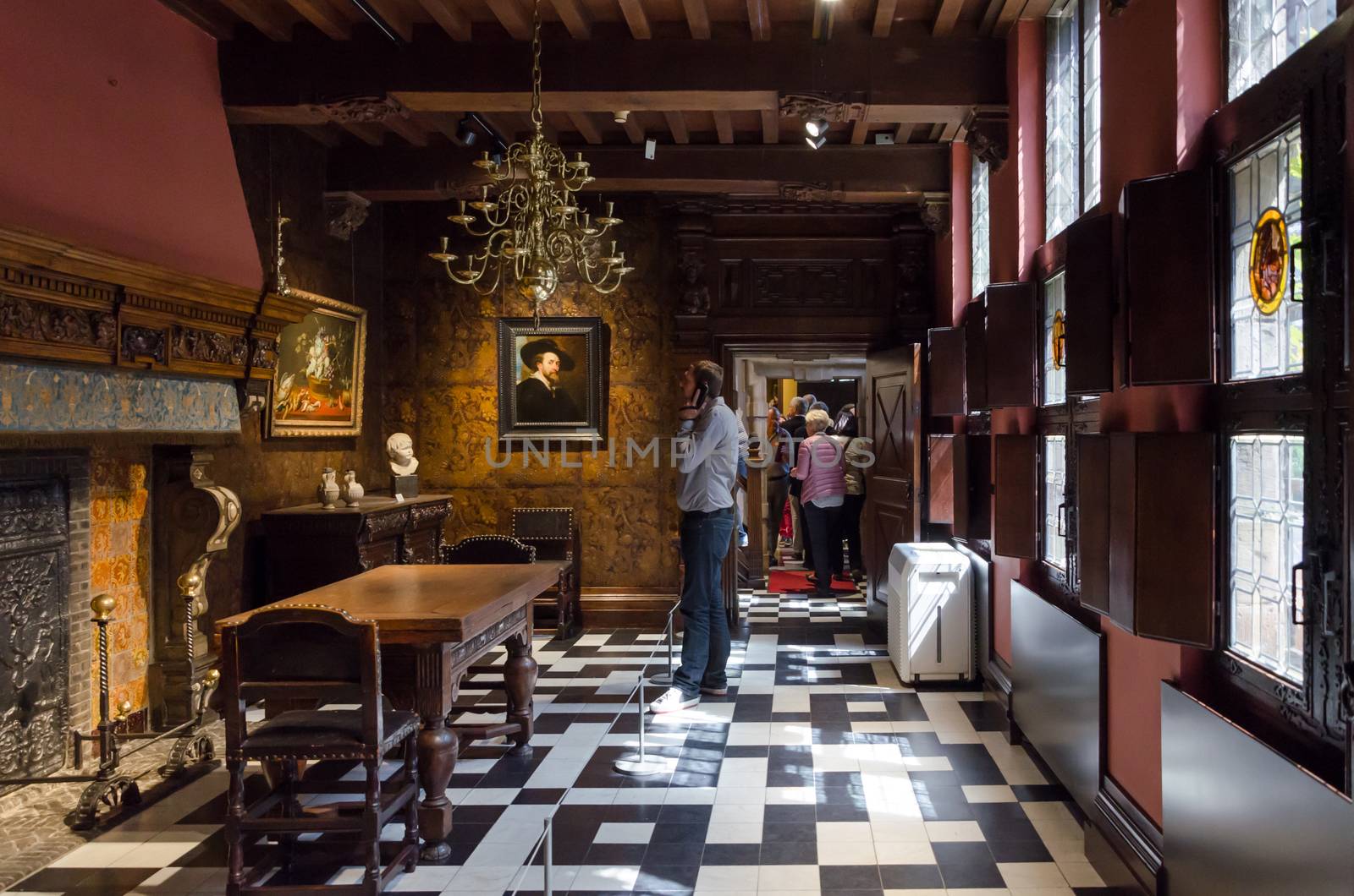 Antwerp, Belgium - May 10, 2015: Tourist visit Rubenshuis (Rubens House) on May 10, 2015. Rubens House is the former home and studio of Peter Paul Rubens (1577–1640) in Antwerp. It is now a museum.