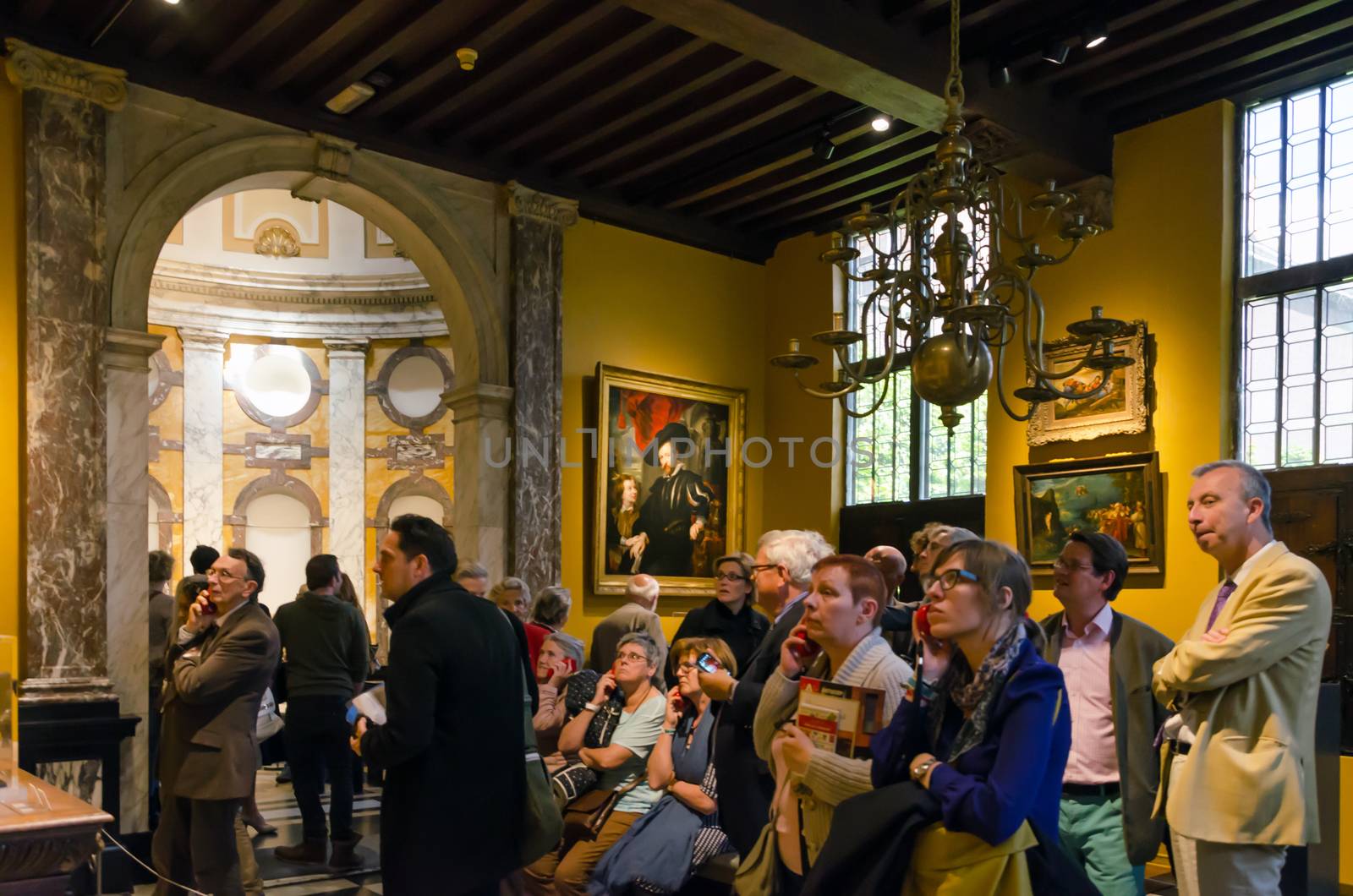 Antwerp, Belgium - May 10, 2015: Tourist visit Rubenshuis (Rubens House) on May 10, 2015. Rubens House is the former home and studio of Peter Paul Rubens (1577–1640) in Antwerp. It is now a museum.