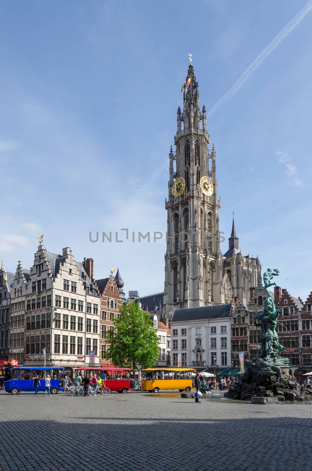 Antwerp, Belgium - May 10, 2015: Tourist visit The Grand Place in Antwerp by siraanamwong