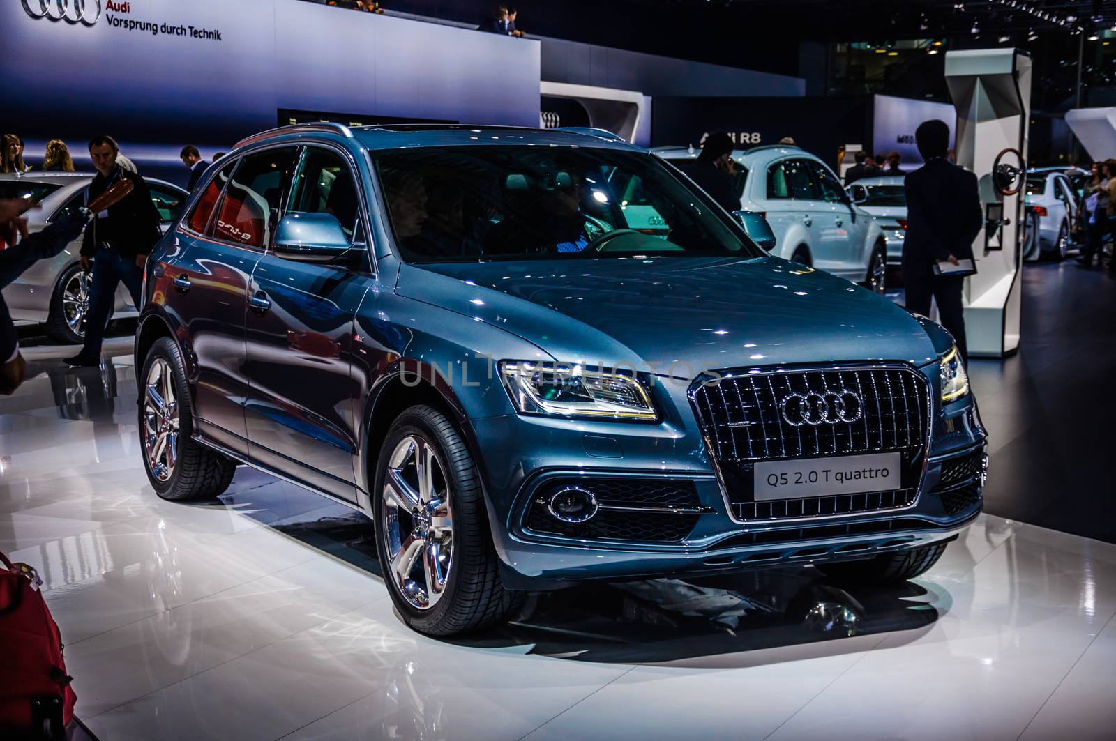 MOSCOW, RUSSIA - AUG 2012: AUDI Q5 2.0 T QUATTRO presented as world premiere at the 16th MIAS (Moscow International Automobile Salon) on August 30, 2012 in Moscow, Russia