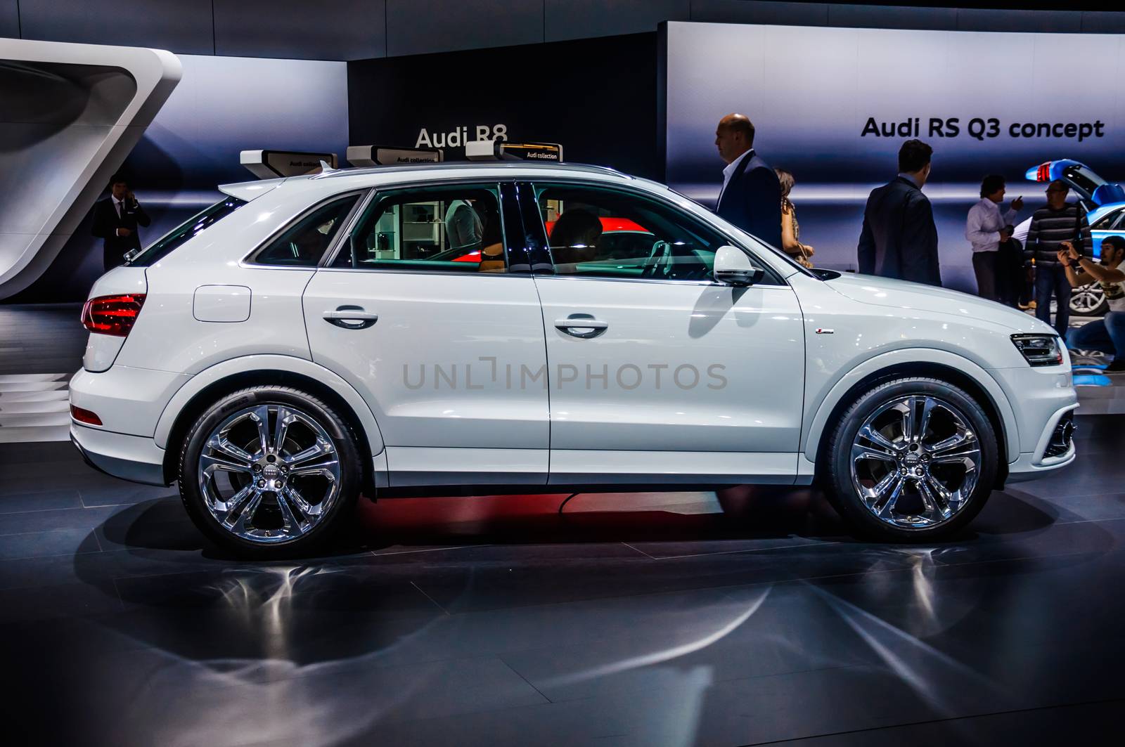 MOSCOW, RUSSIA - AUG 2012: AUDI Q3 2.0 T QUATTRO presented as world premiere at the 16th MIAS (Moscow International Automobile Salon) on August 30, 2012 in Moscow, Russia