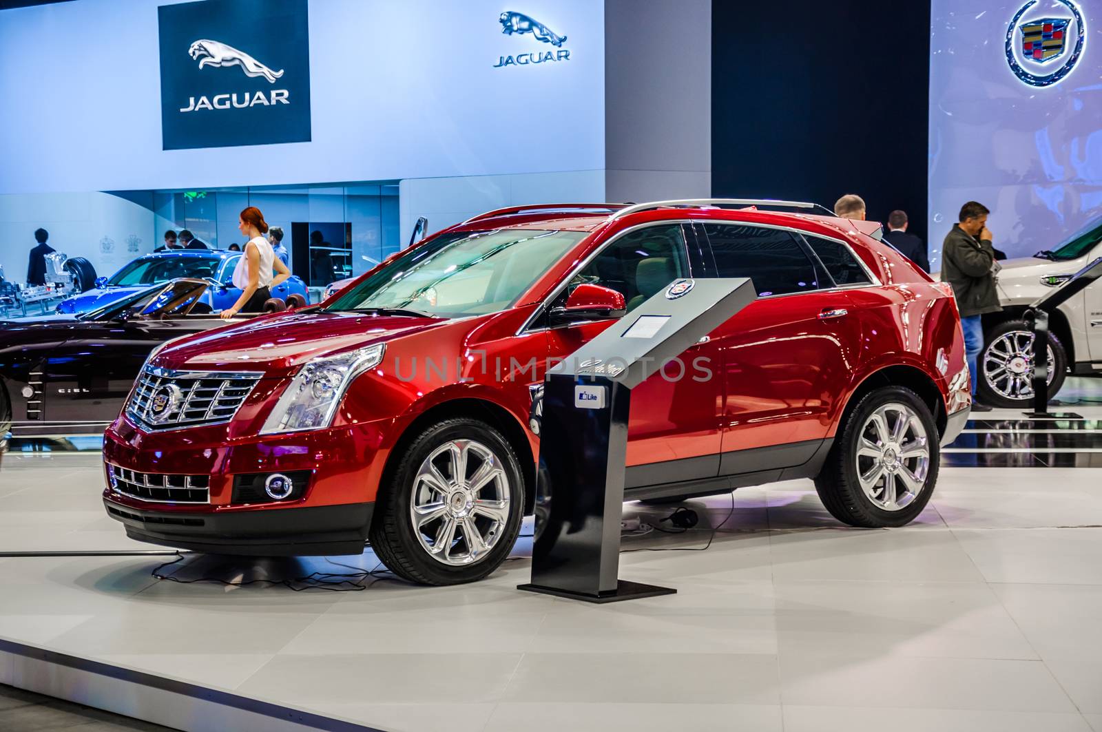 MOSCOW, RUSSIA - AUG 2012: CADILLAC SRX 2ND GENERATION presented as world premiere at the 16th MIAS (Moscow International Automobile Salon) on August 30, 2012 in Moscow, Russia