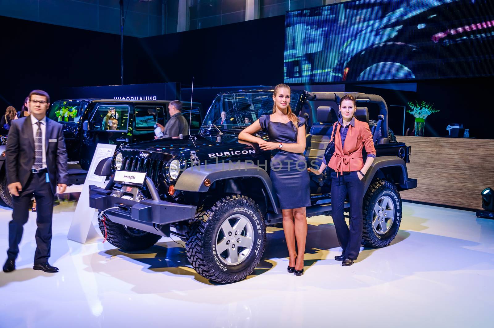 MOSCOW, RUSSIA - AUG 2012: JEEP WRANGLER RUBICON 2ND GENERATION presented as world premiere at the 16th MIAS (Moscow International Automobile Salon) on August 30, 2012 in Moscow, Russia