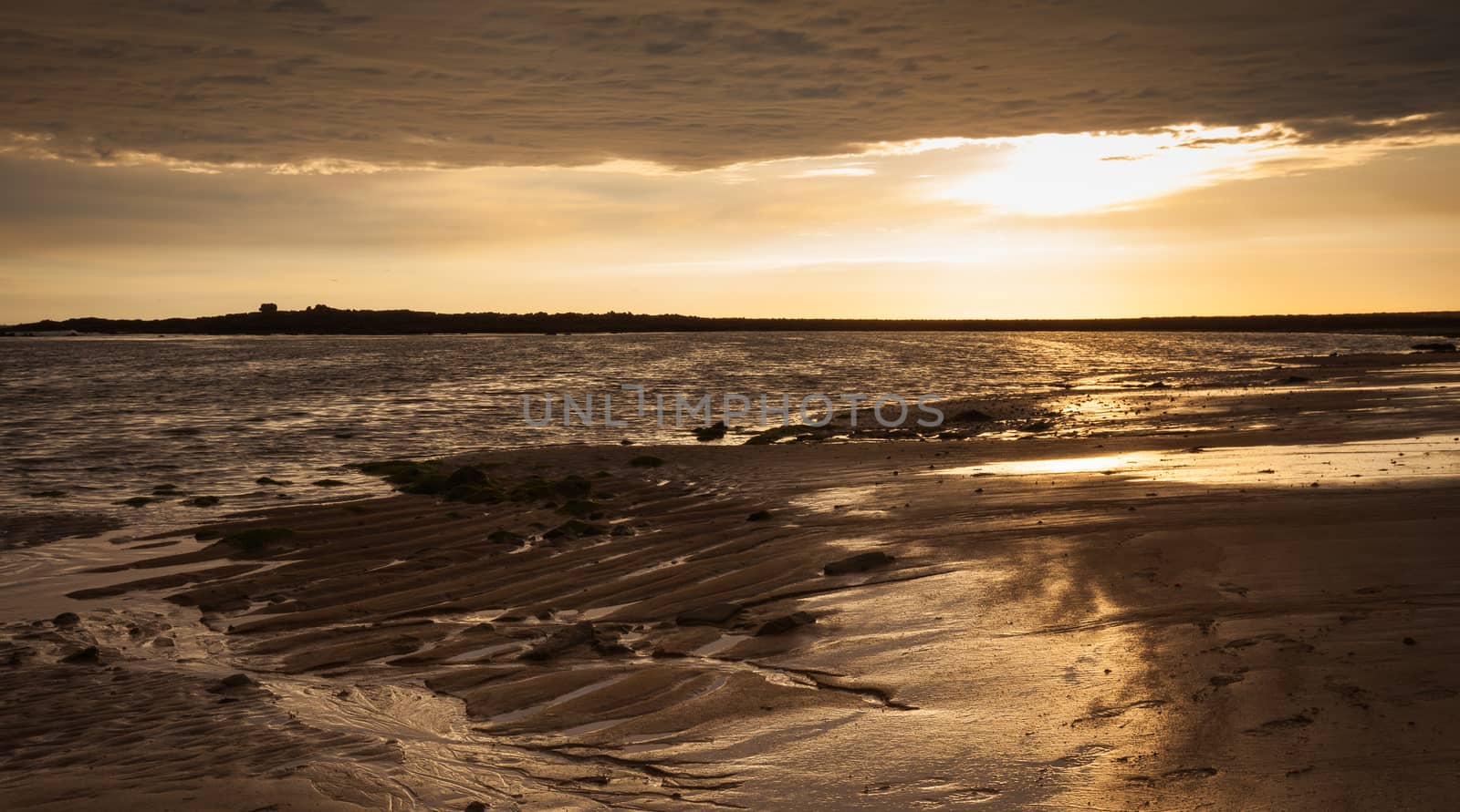 On a sandy beach in the department Morbihan in Brittany